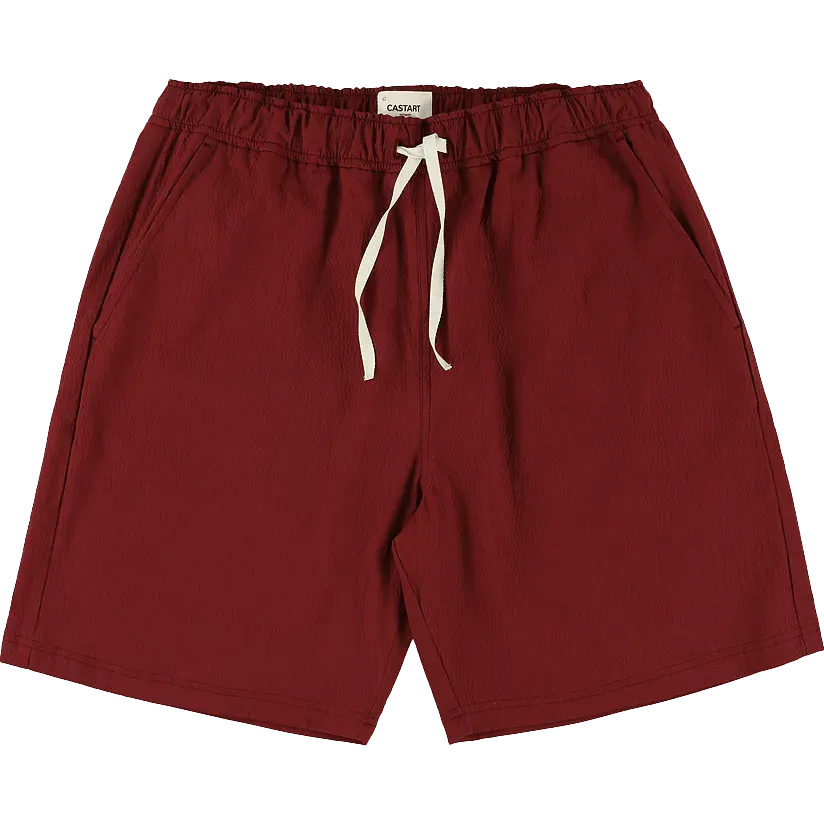 Loquat Seersucker Shorts - Burgundy