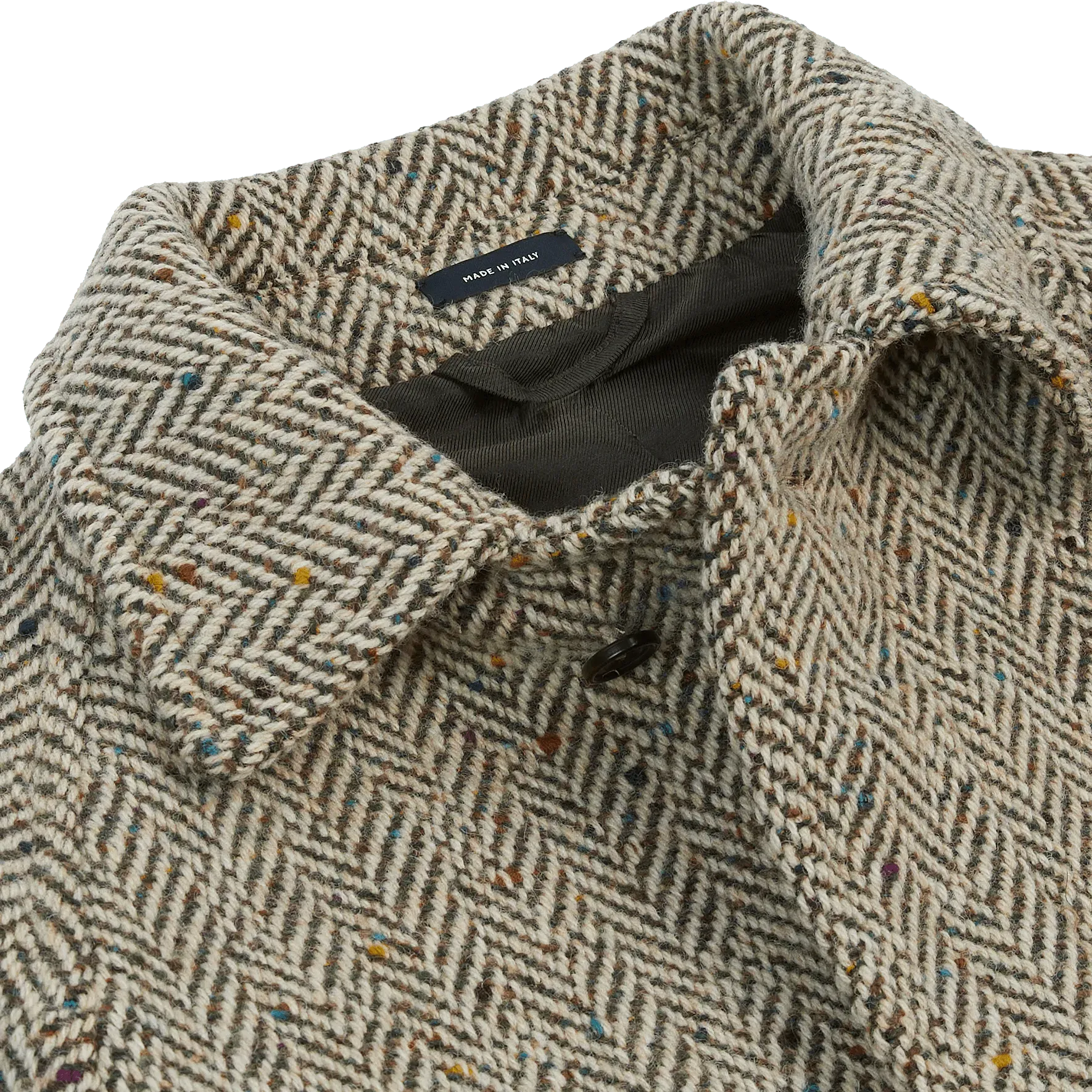 Herringbone Tweed Raglan Overcoat - Oat Fleck