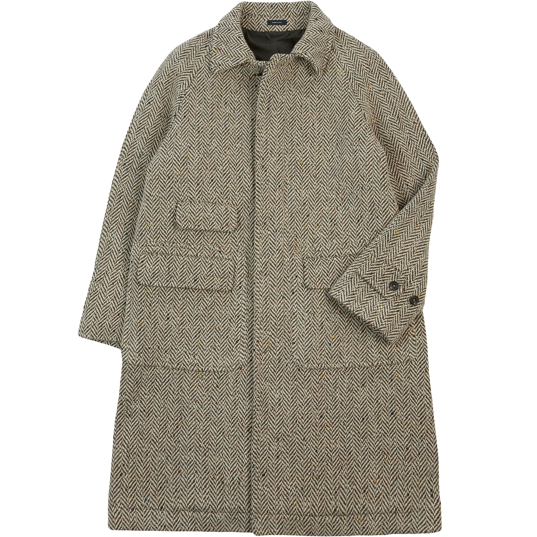 Herringbone Tweed Raglan Overcoat - Oat Fleck