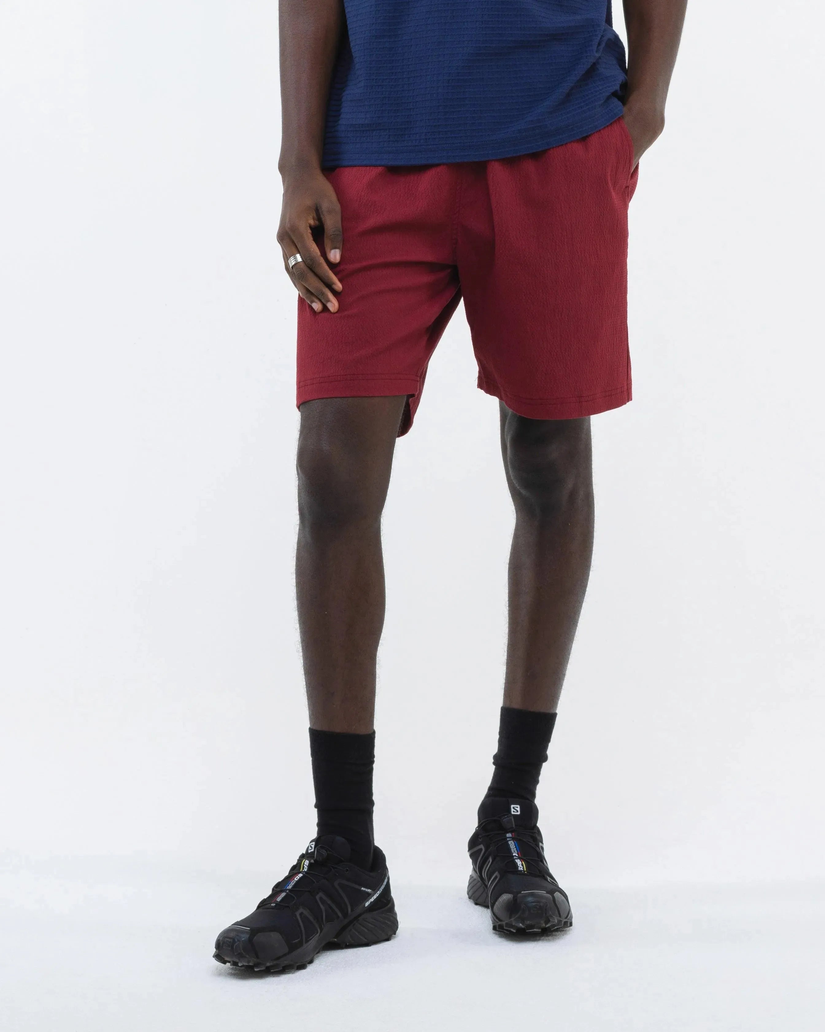 Loquat Seersucker Shorts - Burgundy