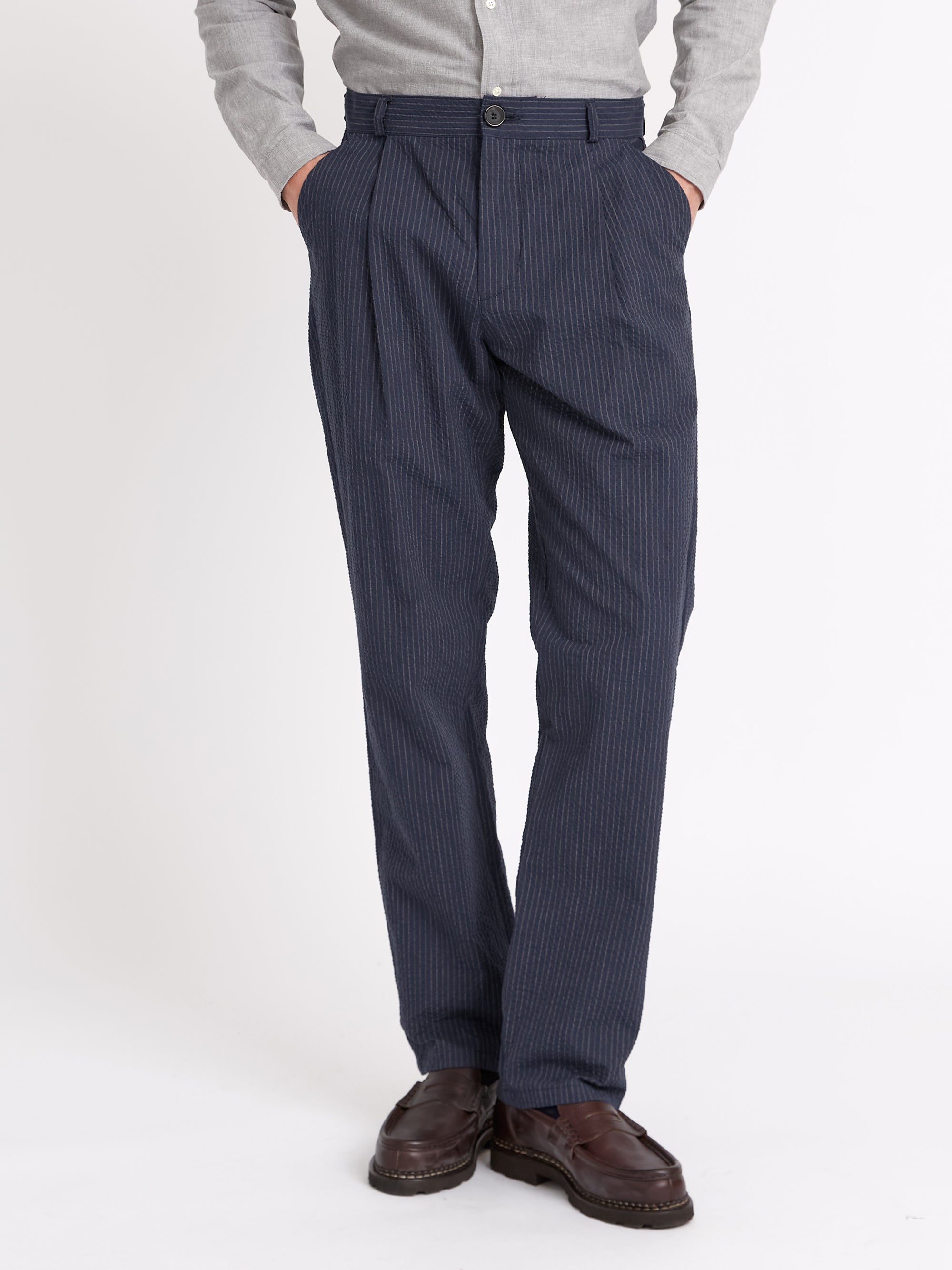 Morton Pleated Trousers - Navy