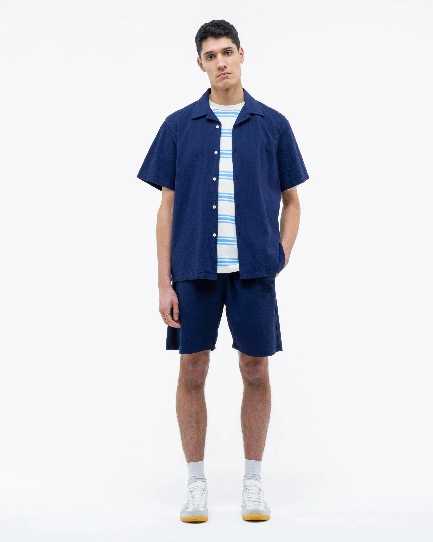 Loquat Seersucker Shorts - Navy