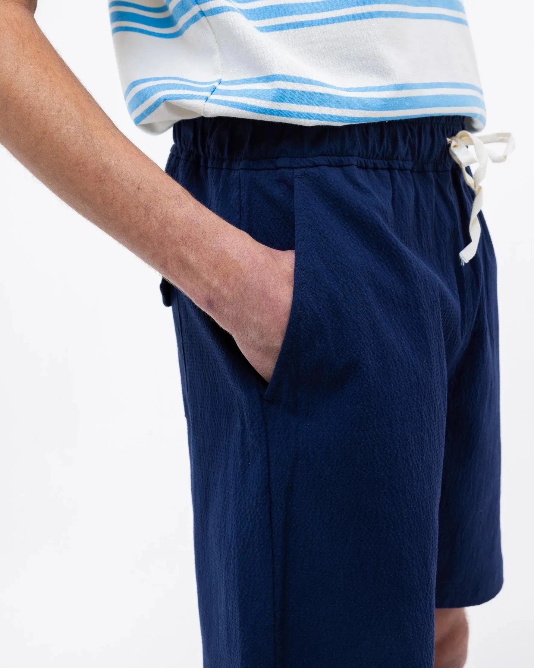 Loquat Seersucker Shorts - Navy