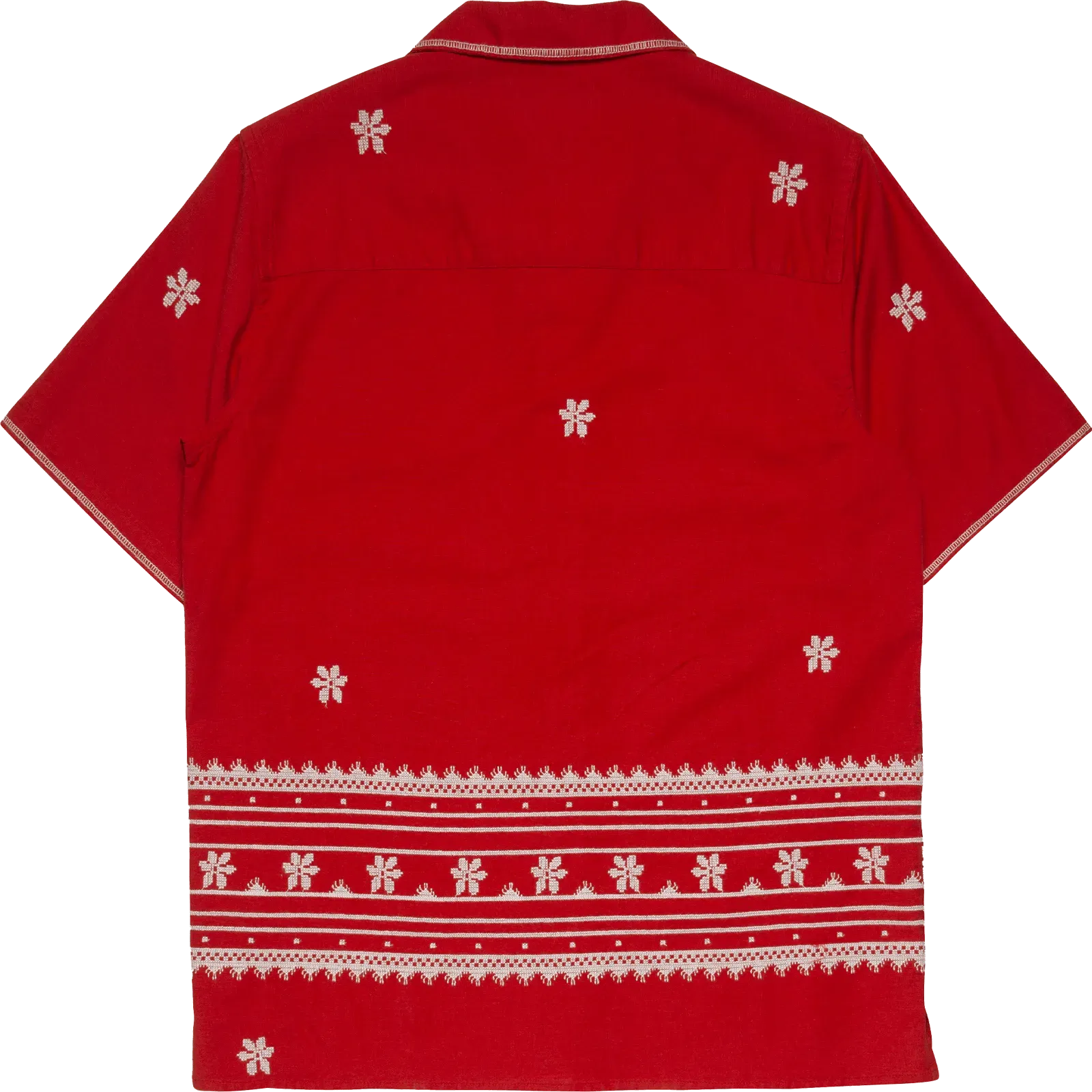 Didcot Daisy Embroidery Shirt - Red / Ecru
