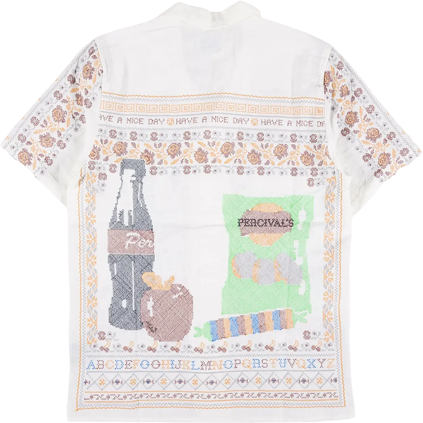 Meal Deal Cross Stitch Shirt - White