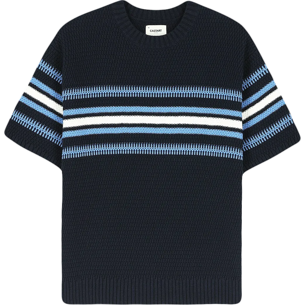 Yuuki Knit Short Sleeve Sweater - Navy