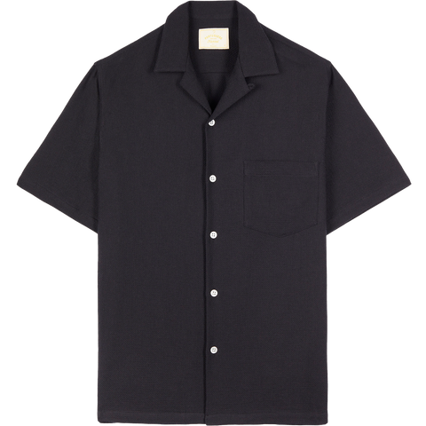 Pique Camp Collar Shirt - Black