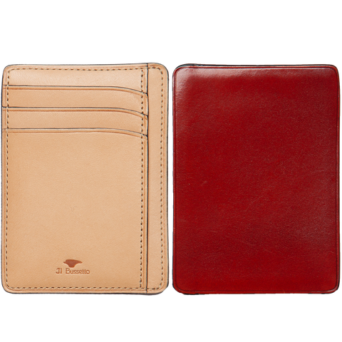 Card & Document Case - Coral Red / Natural