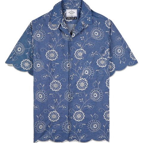 Denim Embroidery Shirt 2 - Blue