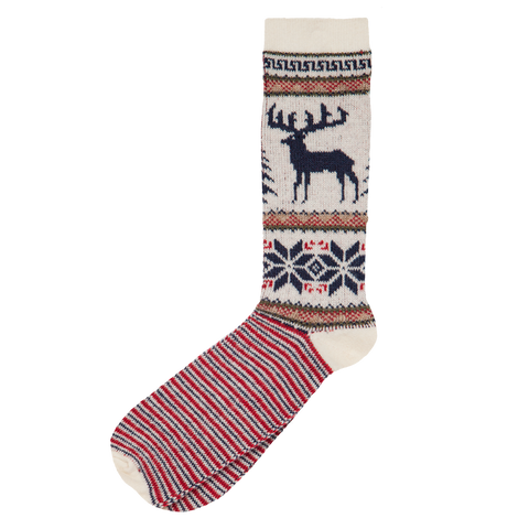 Wool Blend Deer Sock - Off White