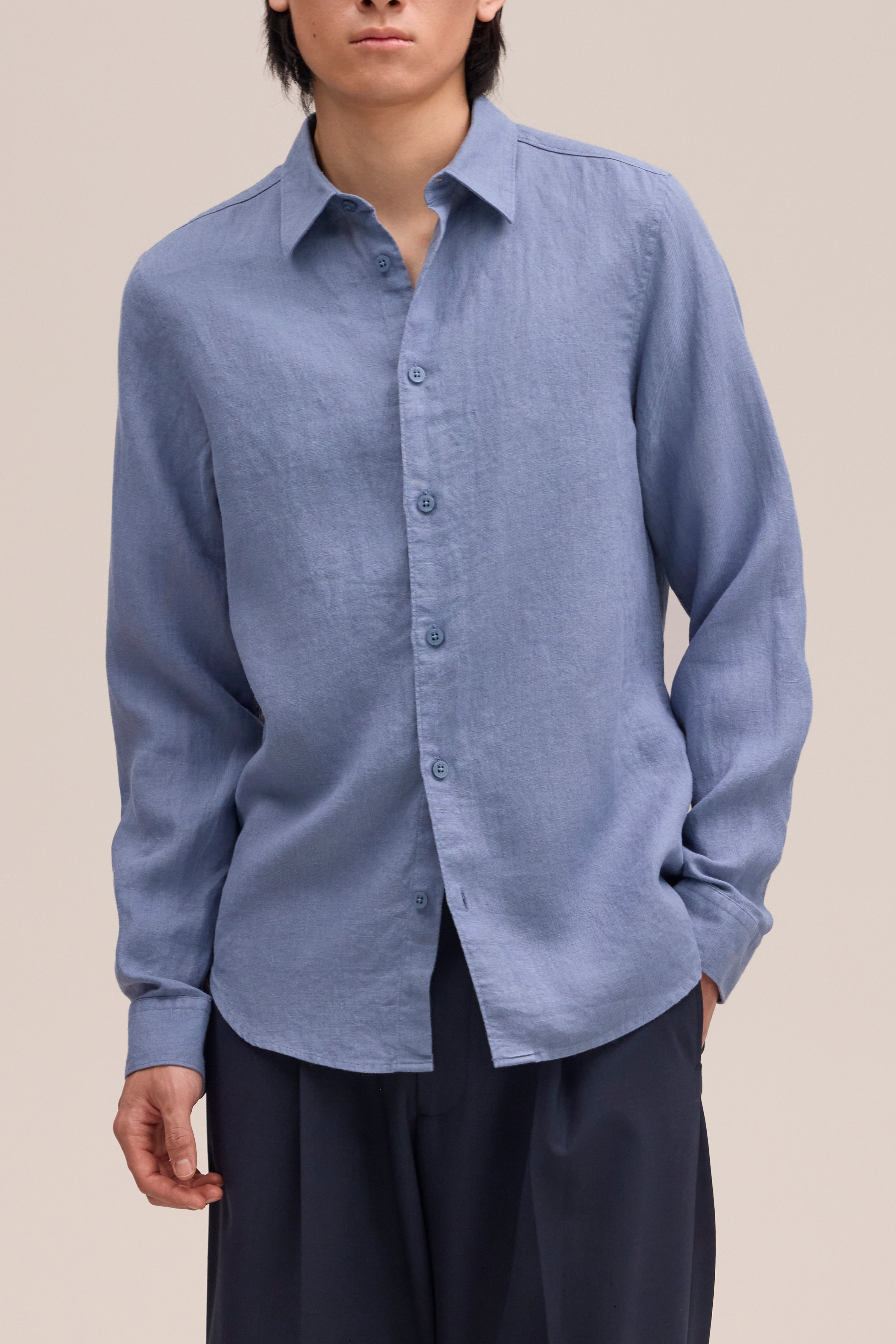 Enzo Linen Shirt - Stone Blue
