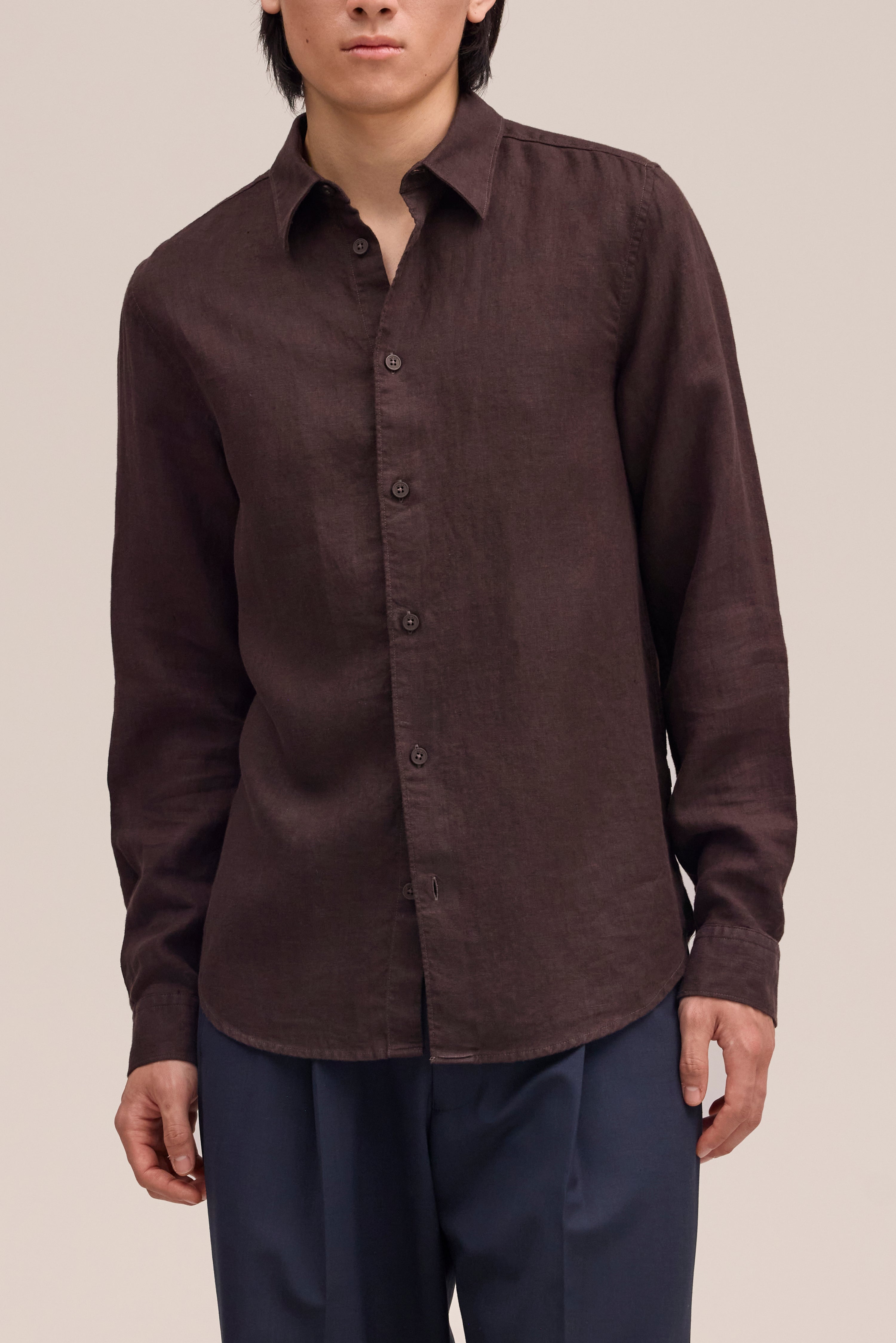 Enzo Linen Shirt - Deep Truffle