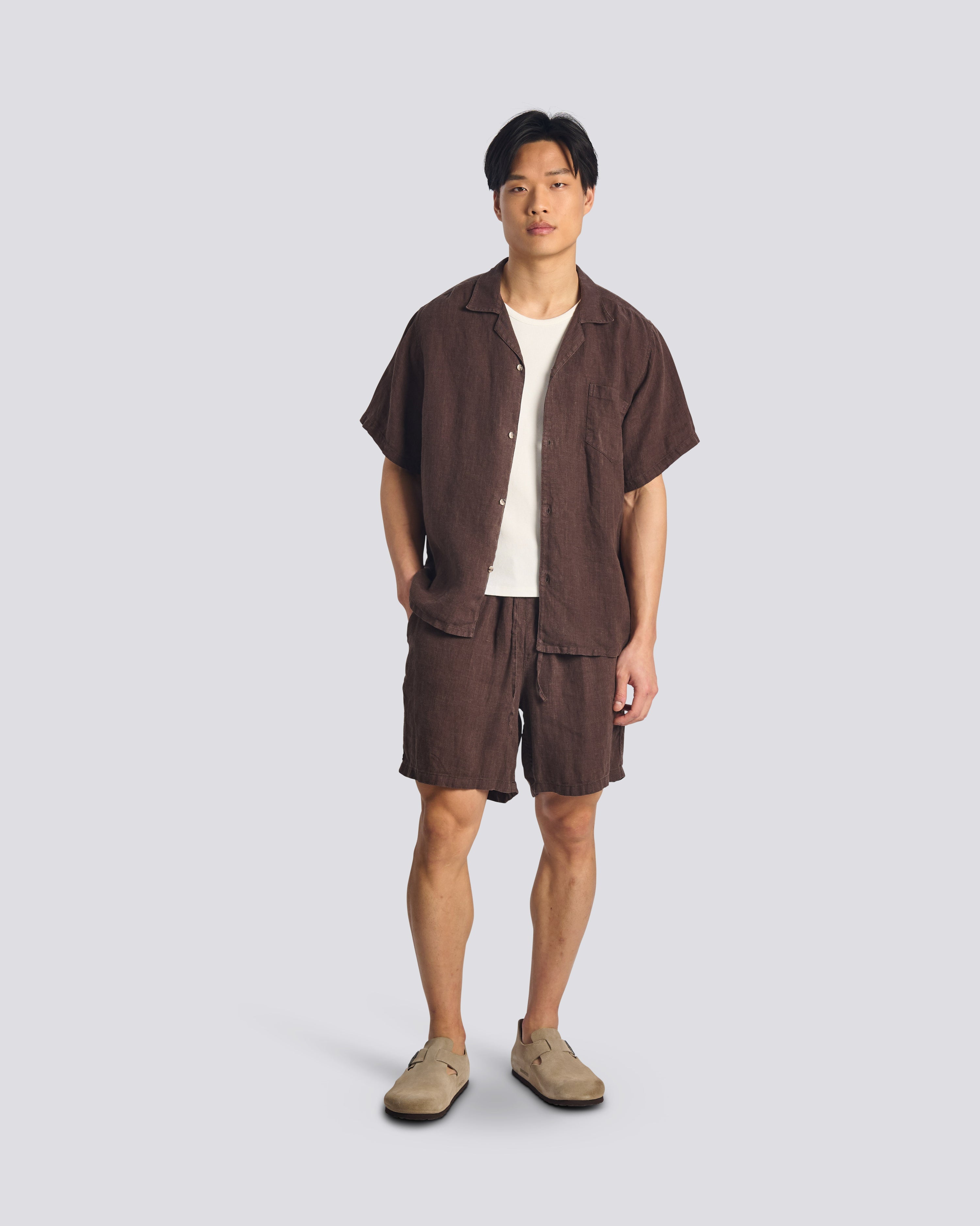 Linen Camp Shirt - Espresso