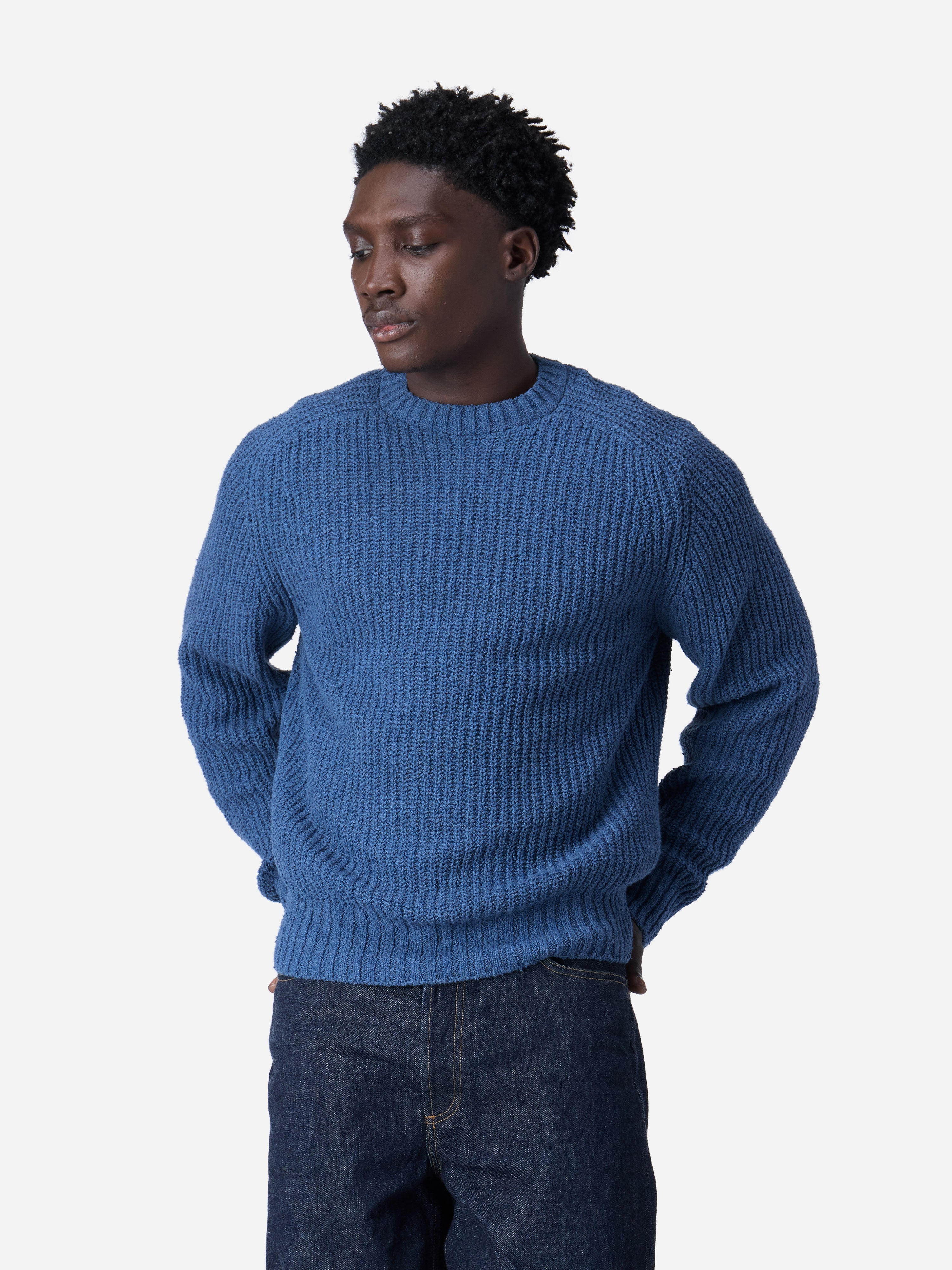 Boucle Crewneck Sweater - Lapis Blue