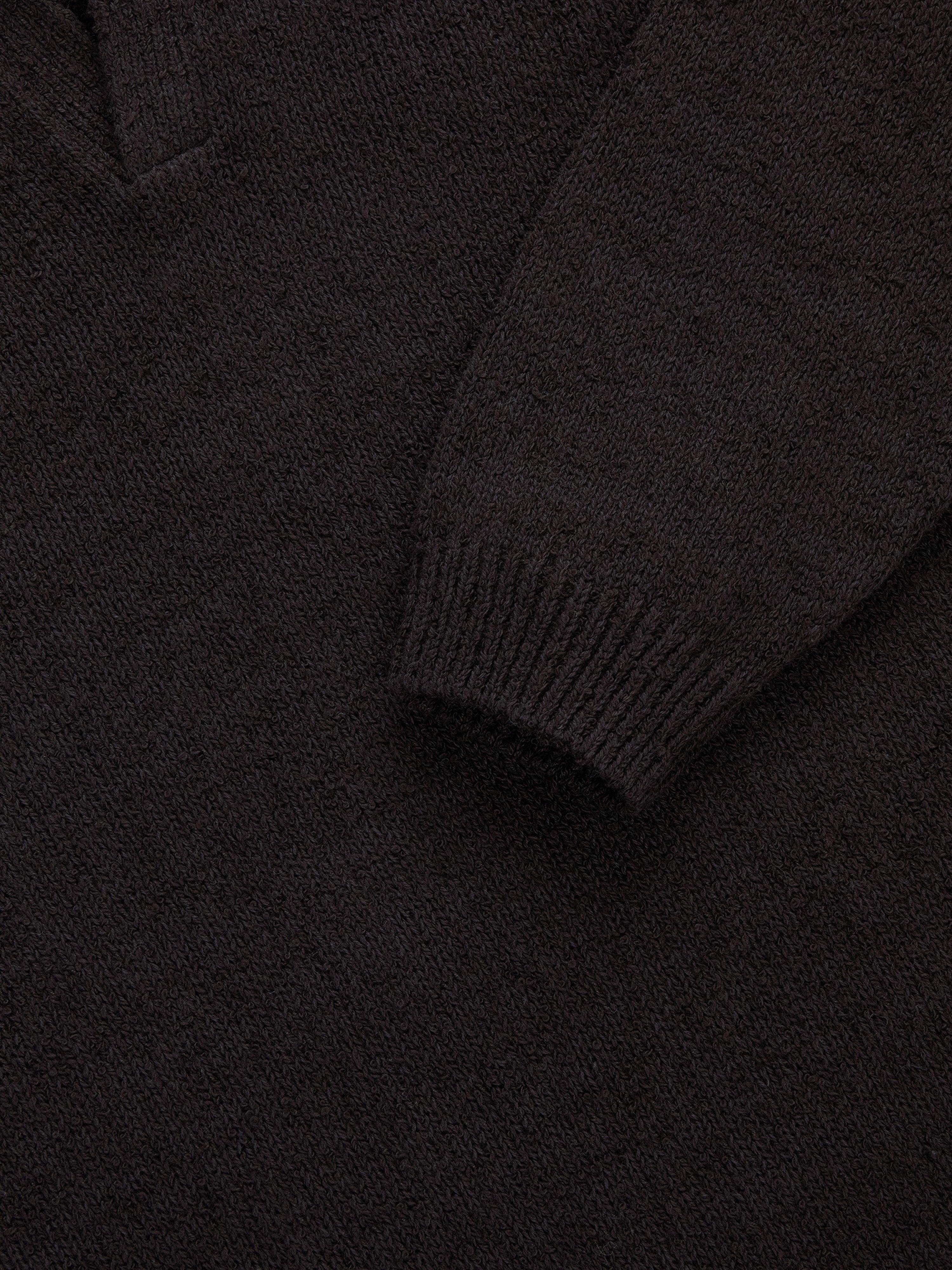 Long Sleeve Boucle Knit Polo - Bark