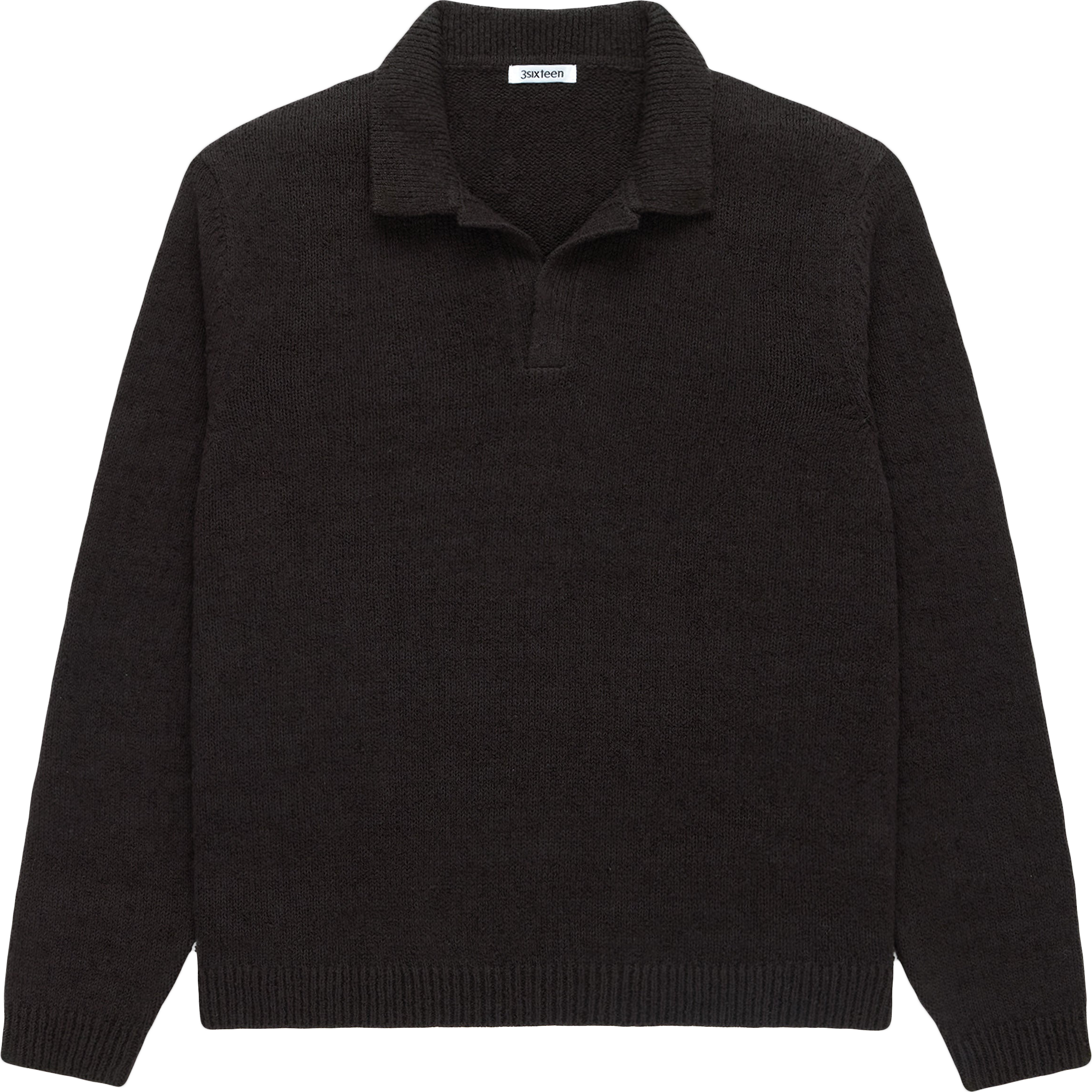 Long Sleeve Boucle Knit Polo - Bark
