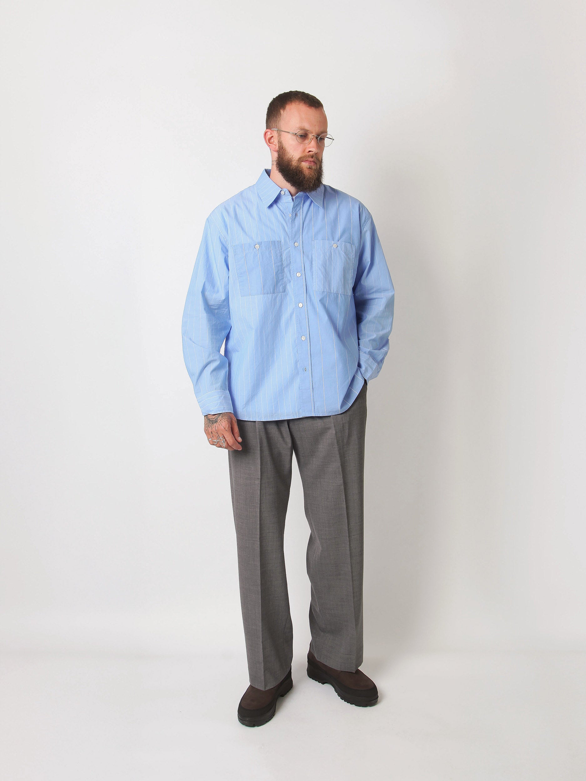Commuter Poplin Shirt - Blue Mismatch