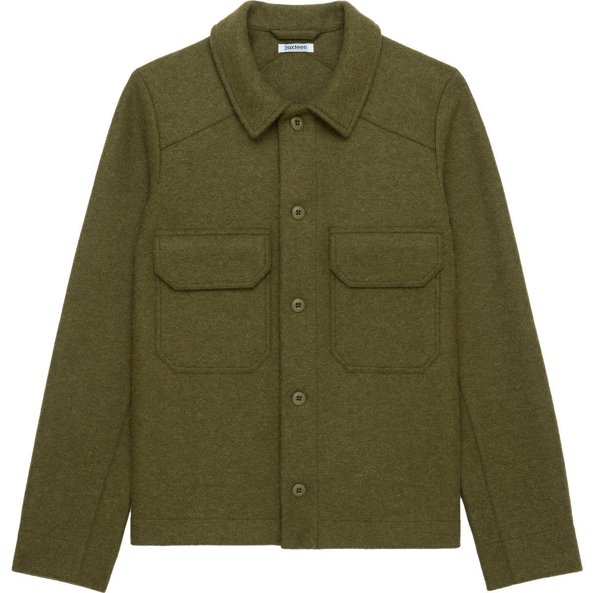 Felted Wool Officer Shirt - Olive