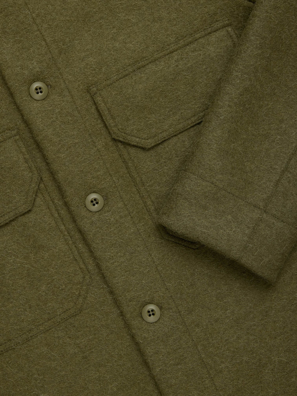 Felted Wool Officer Shirt - Olive