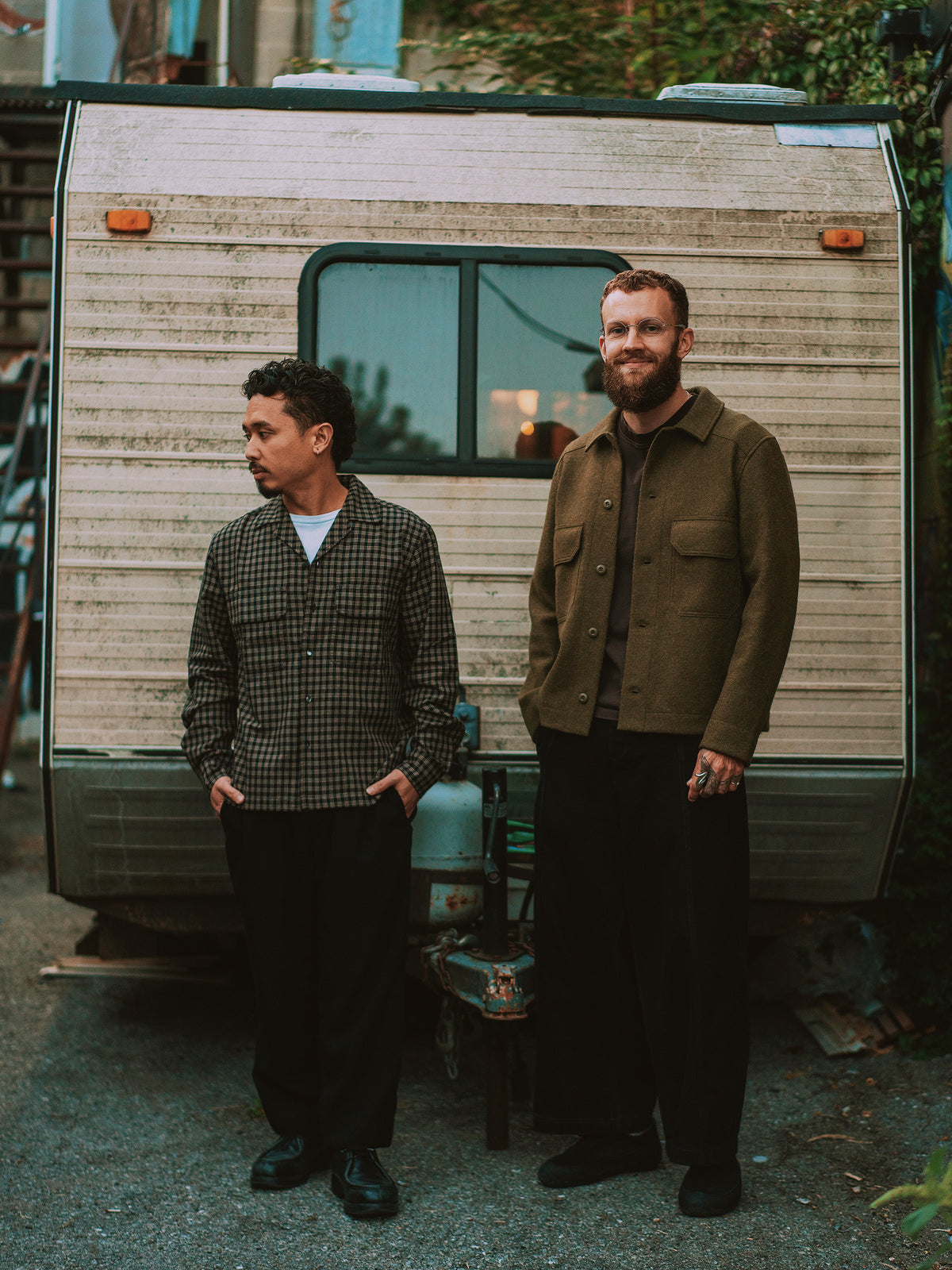 Felted Wool Officer Shirt - Olive