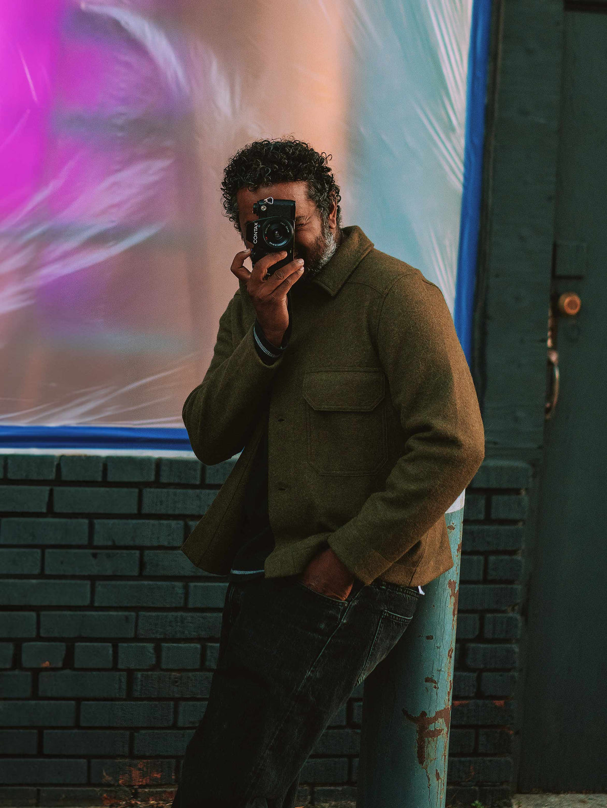 Felted Wool Officer Shirt - Olive