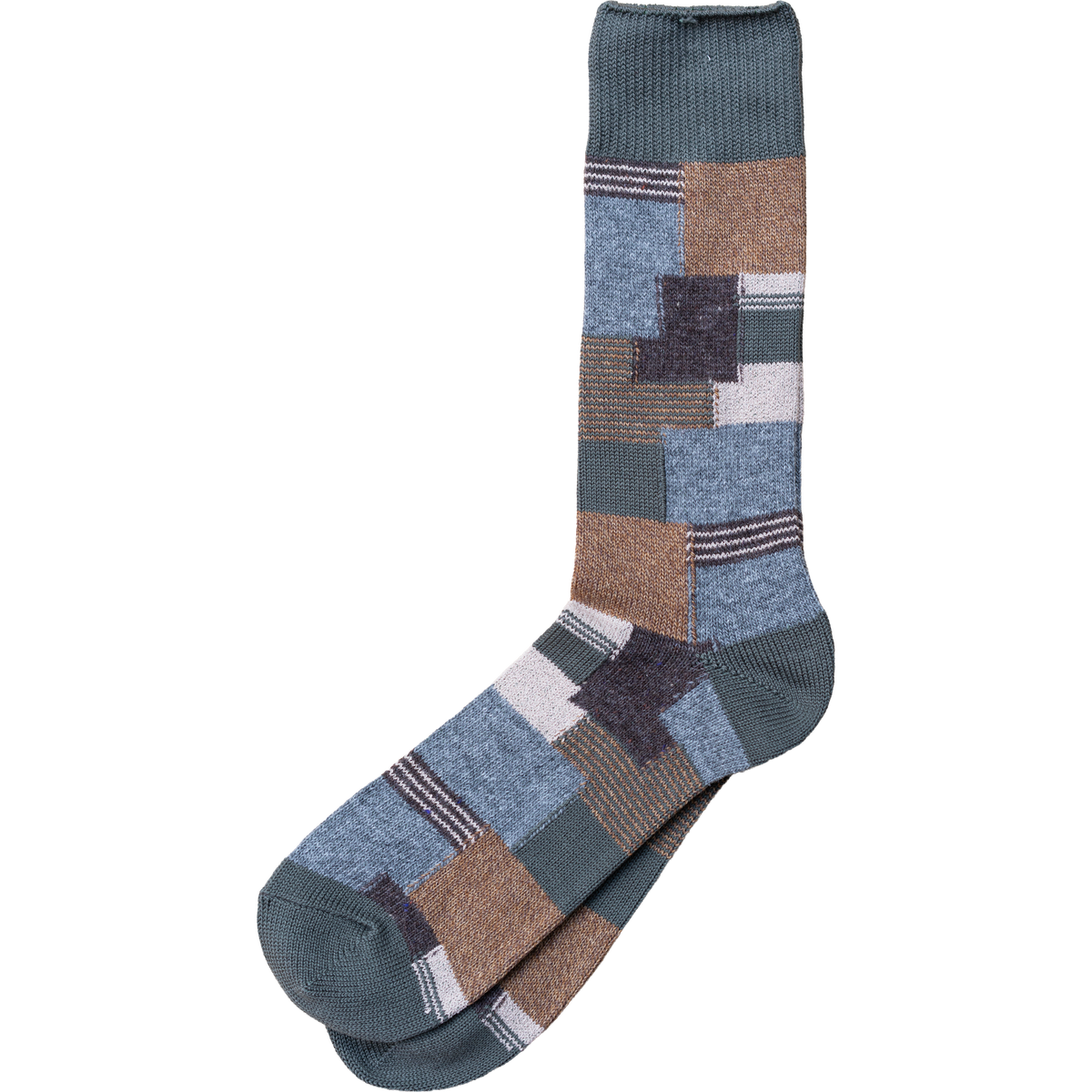 Patchwork Crew Sock - Khaki