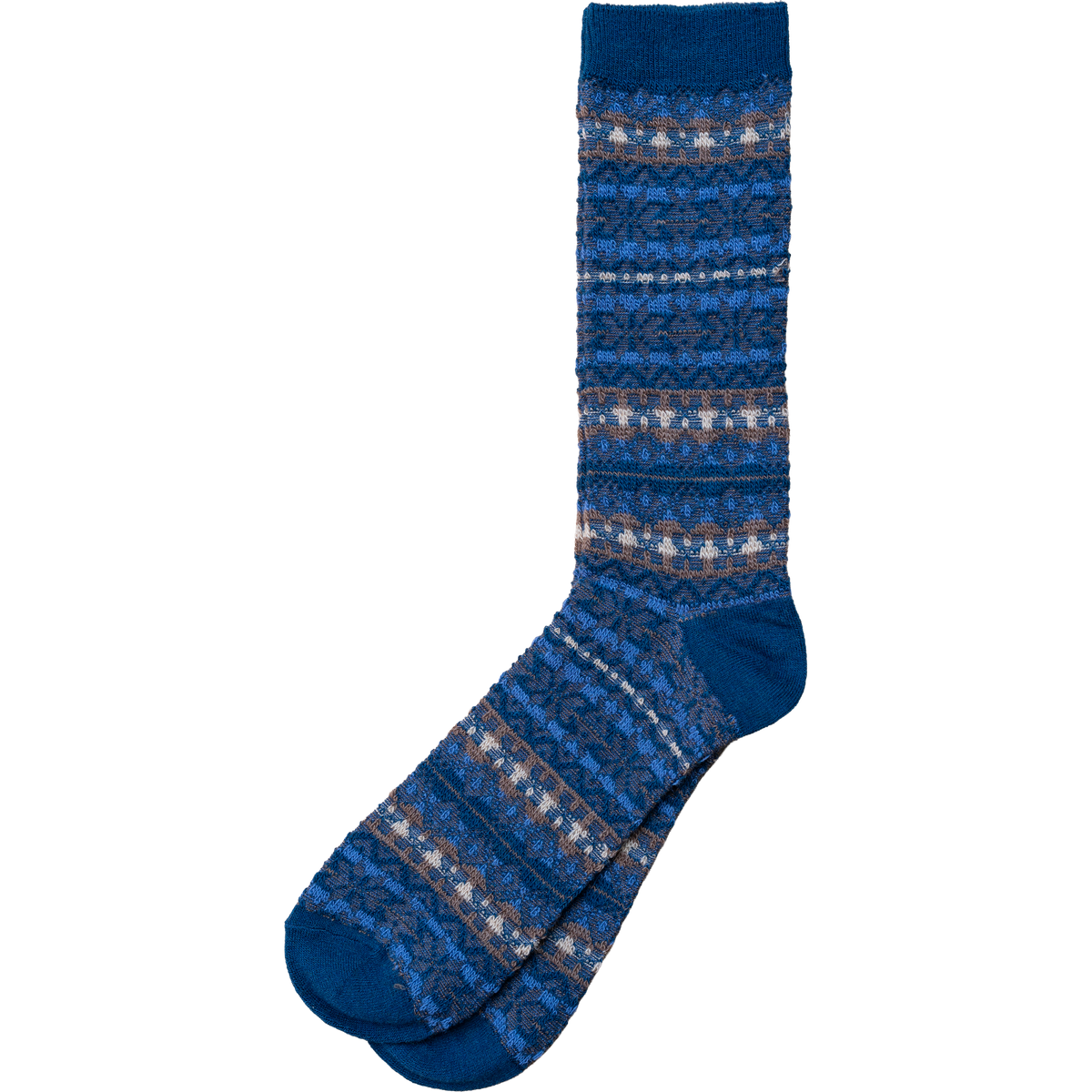 Reverse Fair Isle JQ Crew Sock - Ink Blue