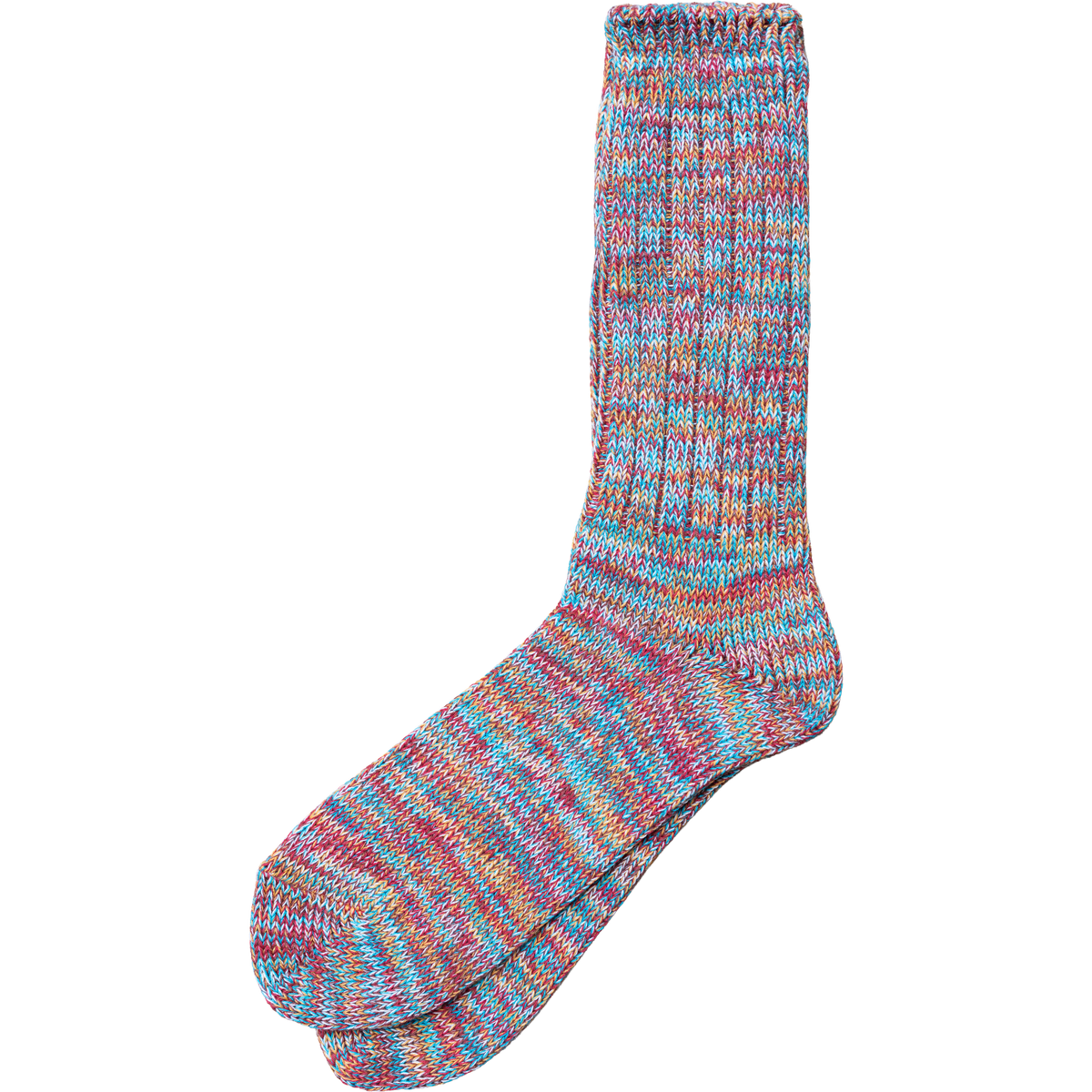 5 Colour Mix Crew Sock  - Red