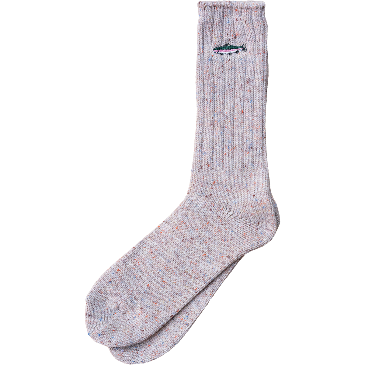 Trout EMB Crew Sock - Off White