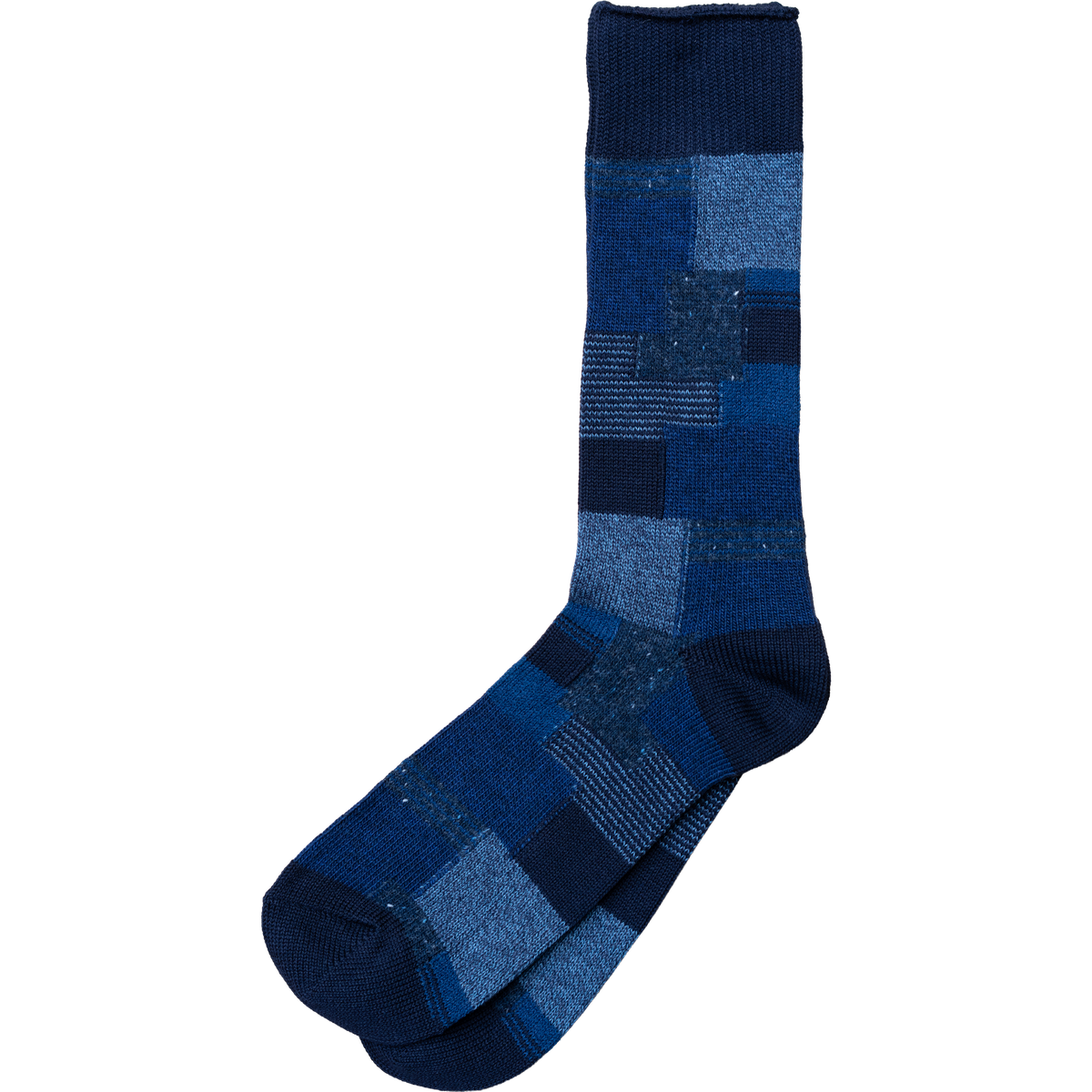 Patchwork Crew Sock - Navy
