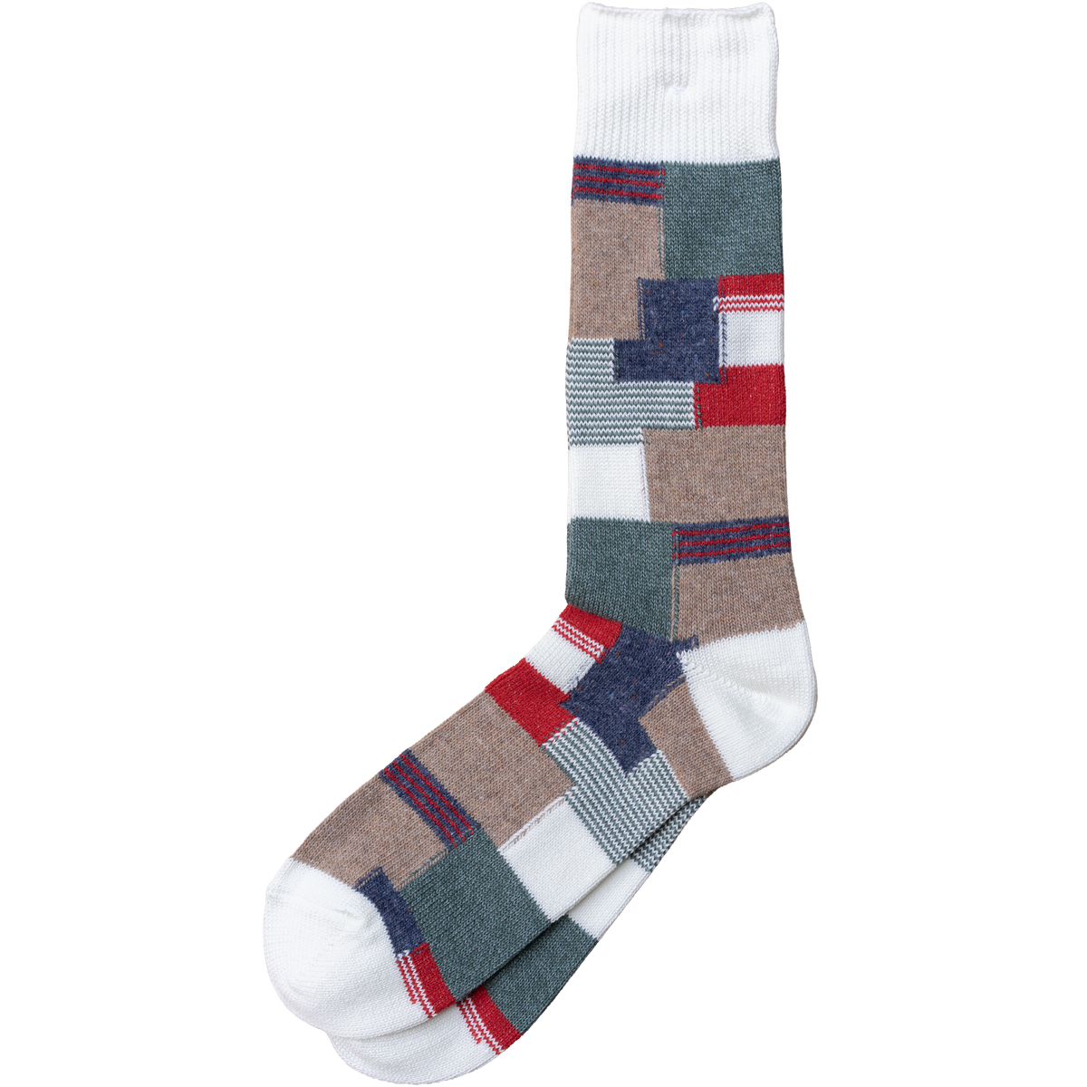 Patchwork Crew Sock - Off White