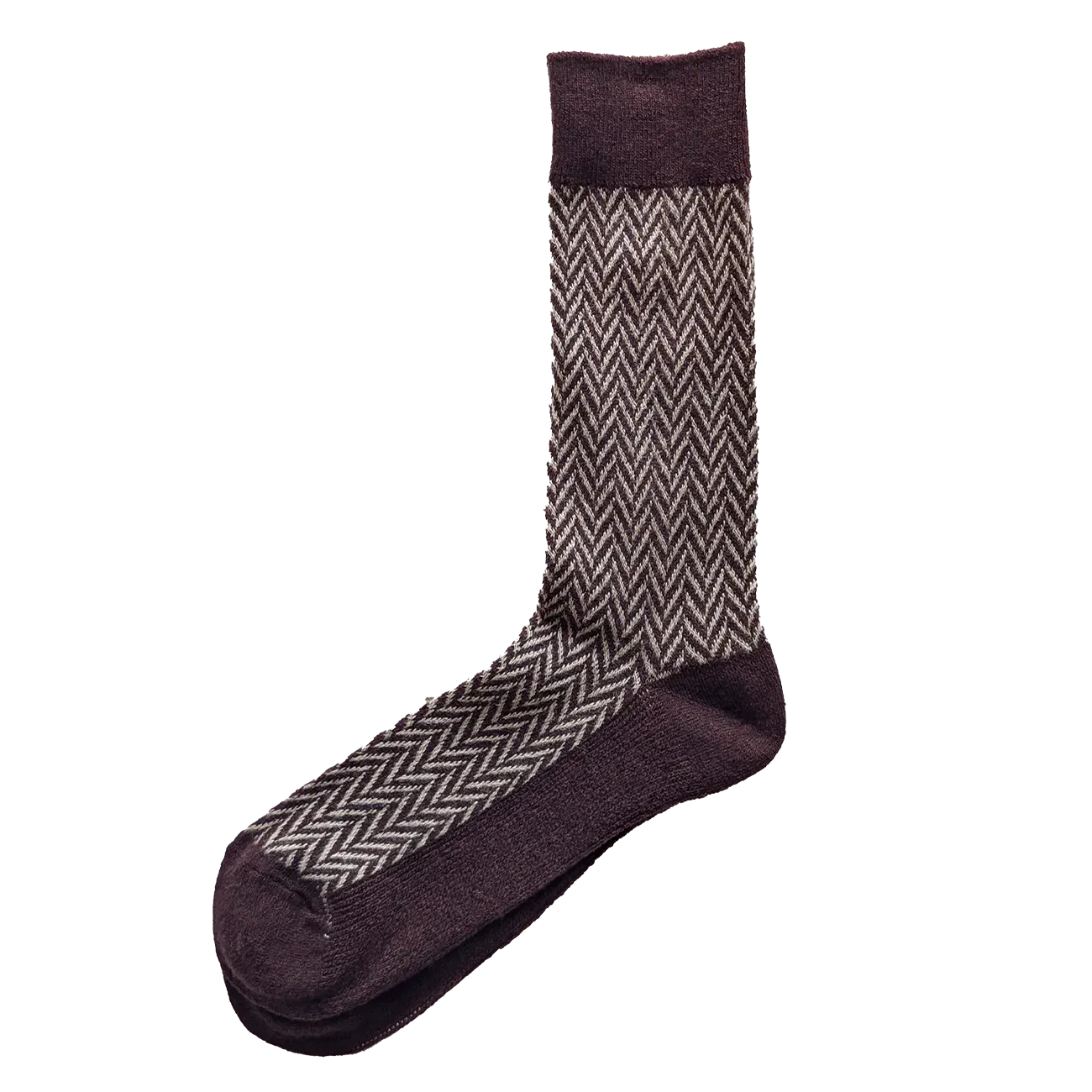 Wool Herringbone Sock - Burgundy