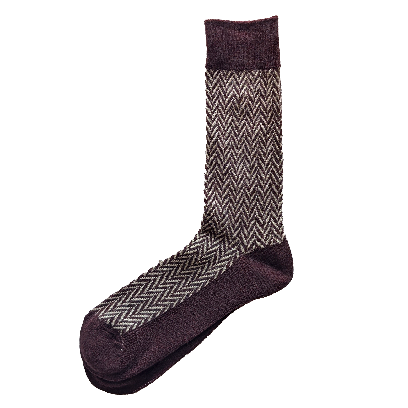 Wool Herringbone Sock - Burgundy