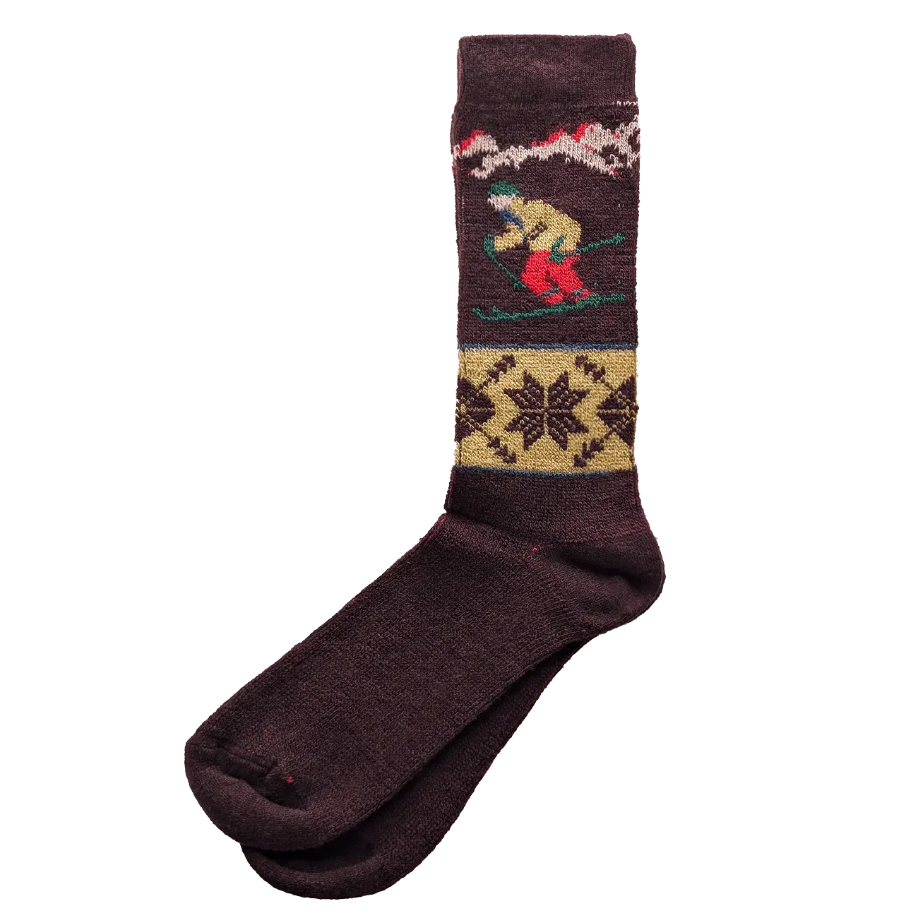 Wool Blend Skier Sock - Burgundy