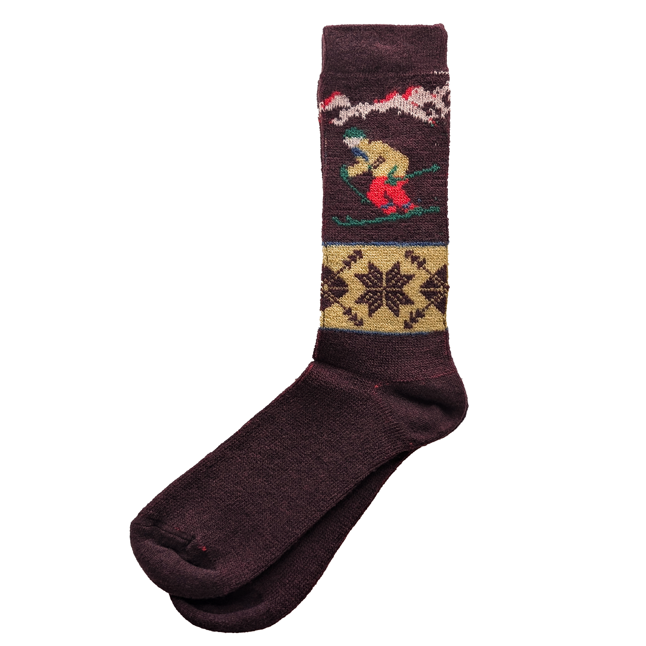 Wool Blend Skier Sock - Burgundy