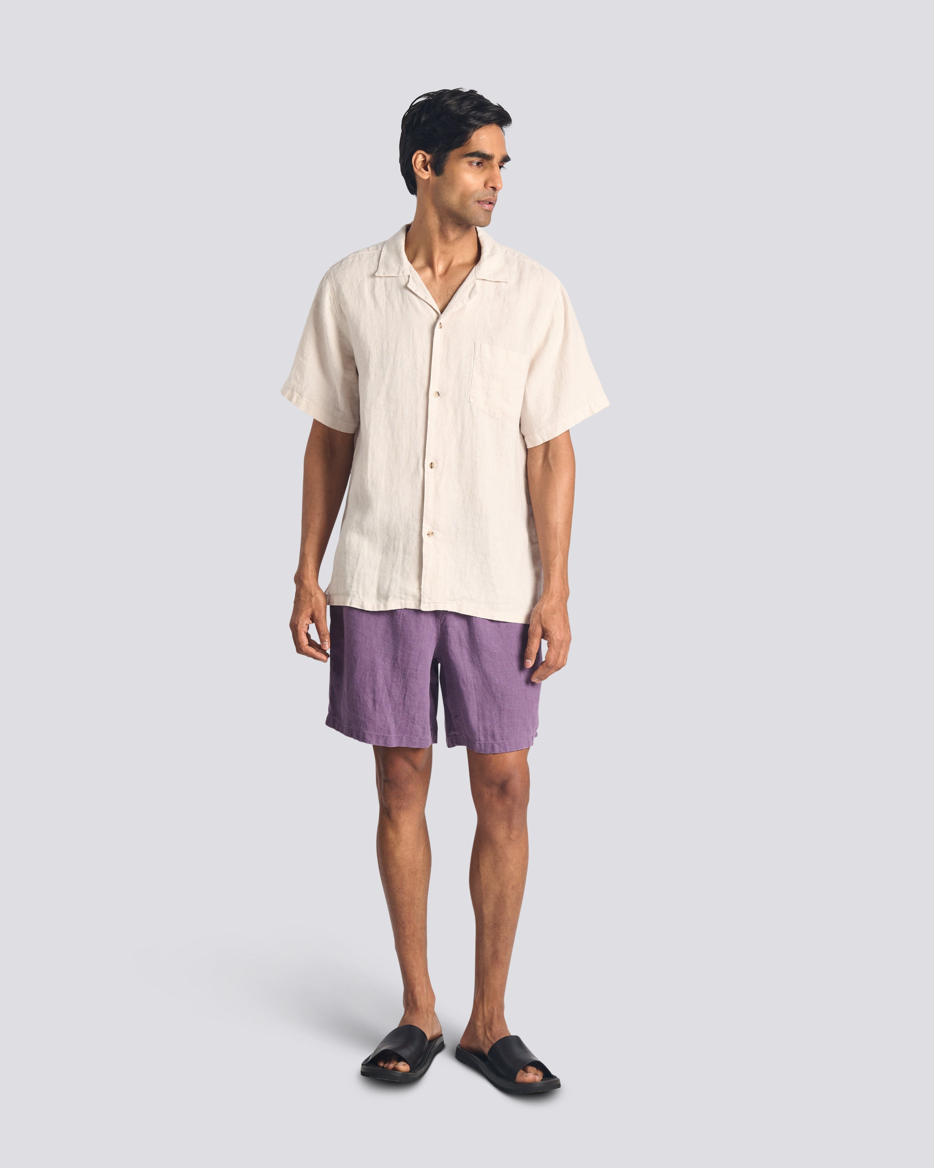 Linen Leisure Short - Grape