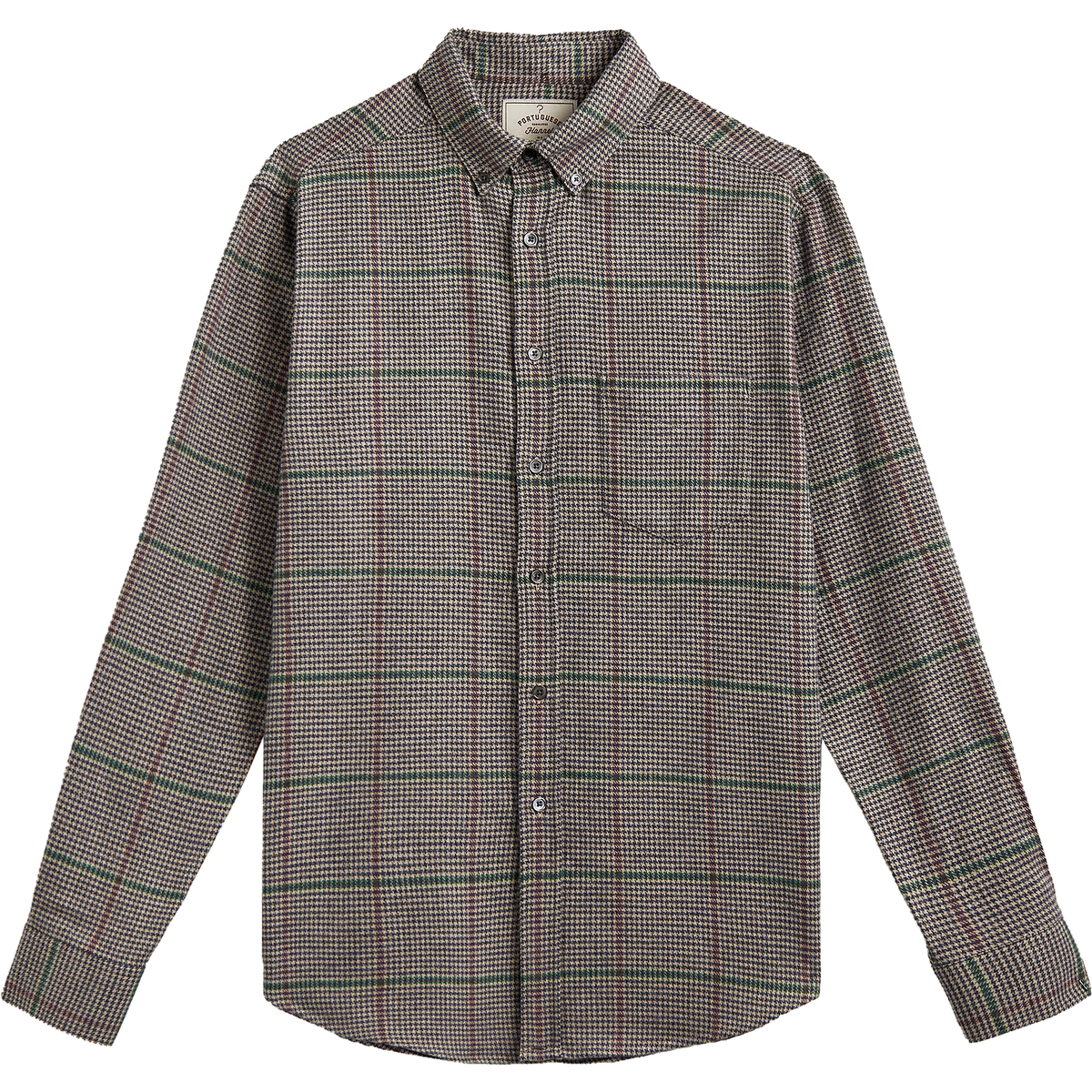 Brook Flannel Shirt - Navy Houndstooth