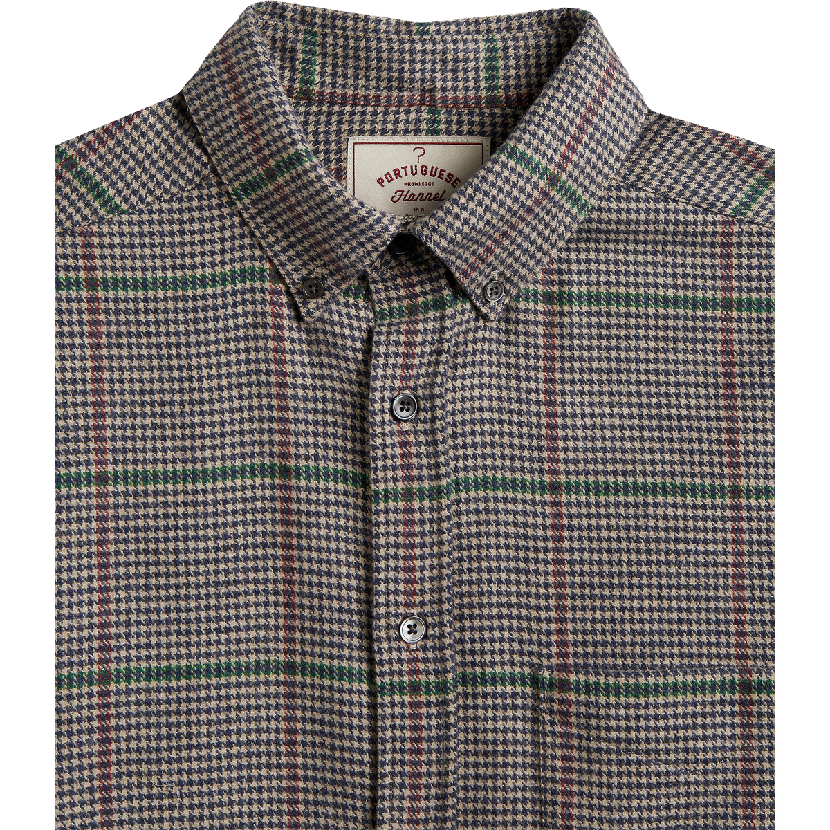 Brook Flannel Shirt - Navy Houndstooth