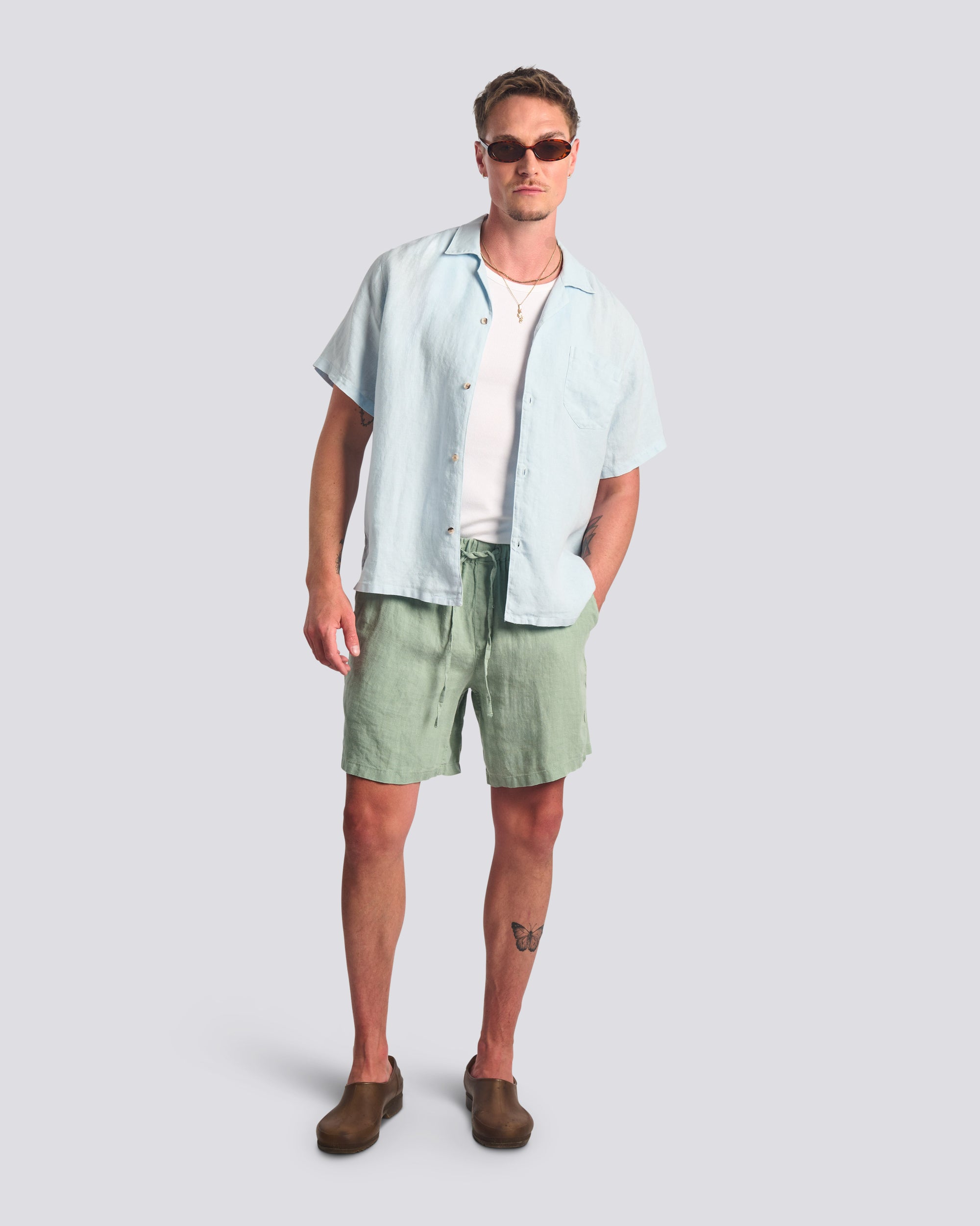 Linen Leisure Short - Sage