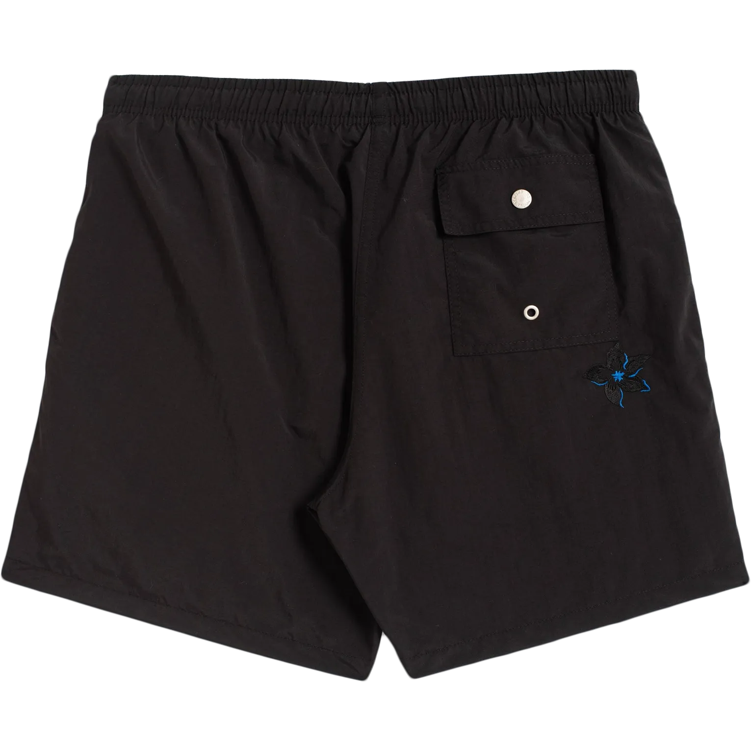 Embroidered Lily Swim Trunks - Black