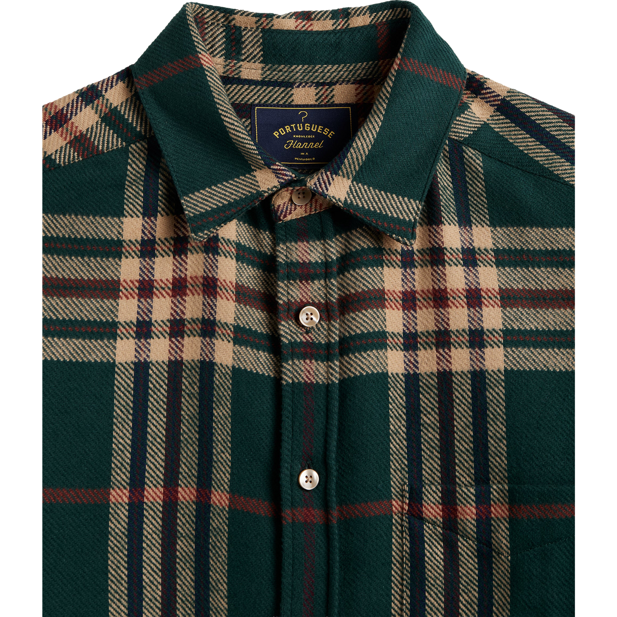 Cervo Flannel Shirt - Green / Cream Check