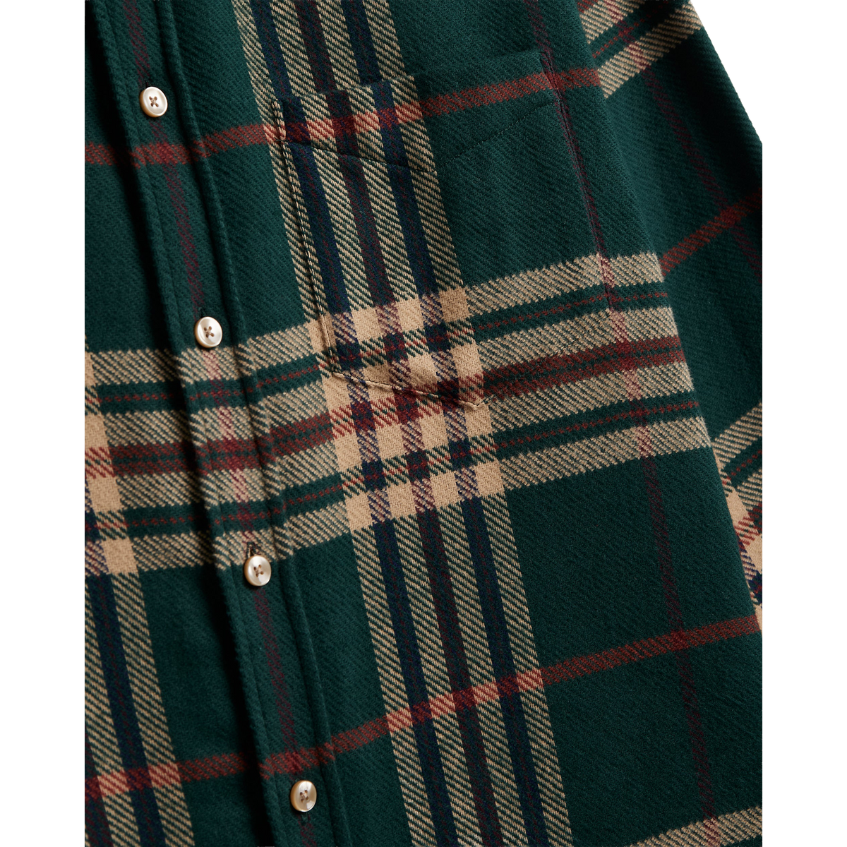 Cervo Flannel Shirt - Green / Cream Check
