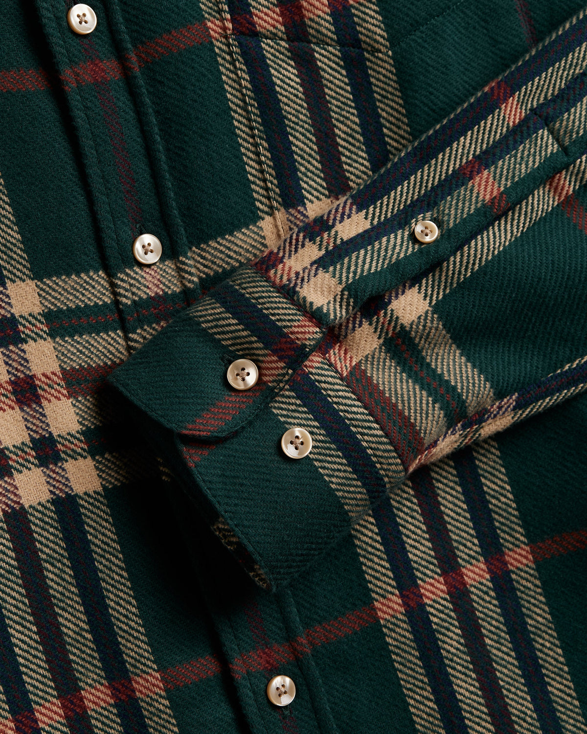 Cervo Flannel Shirt - Green / Cream Check