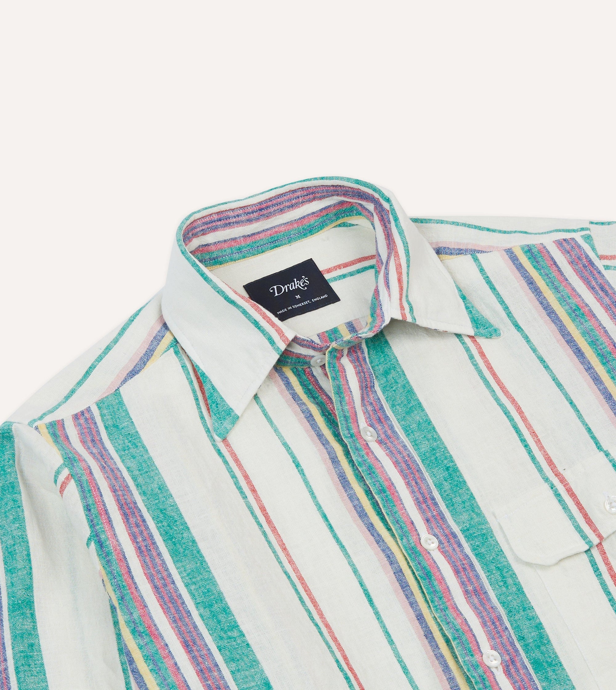 Long Point Linen Summer Shirt - Green / Purple / White