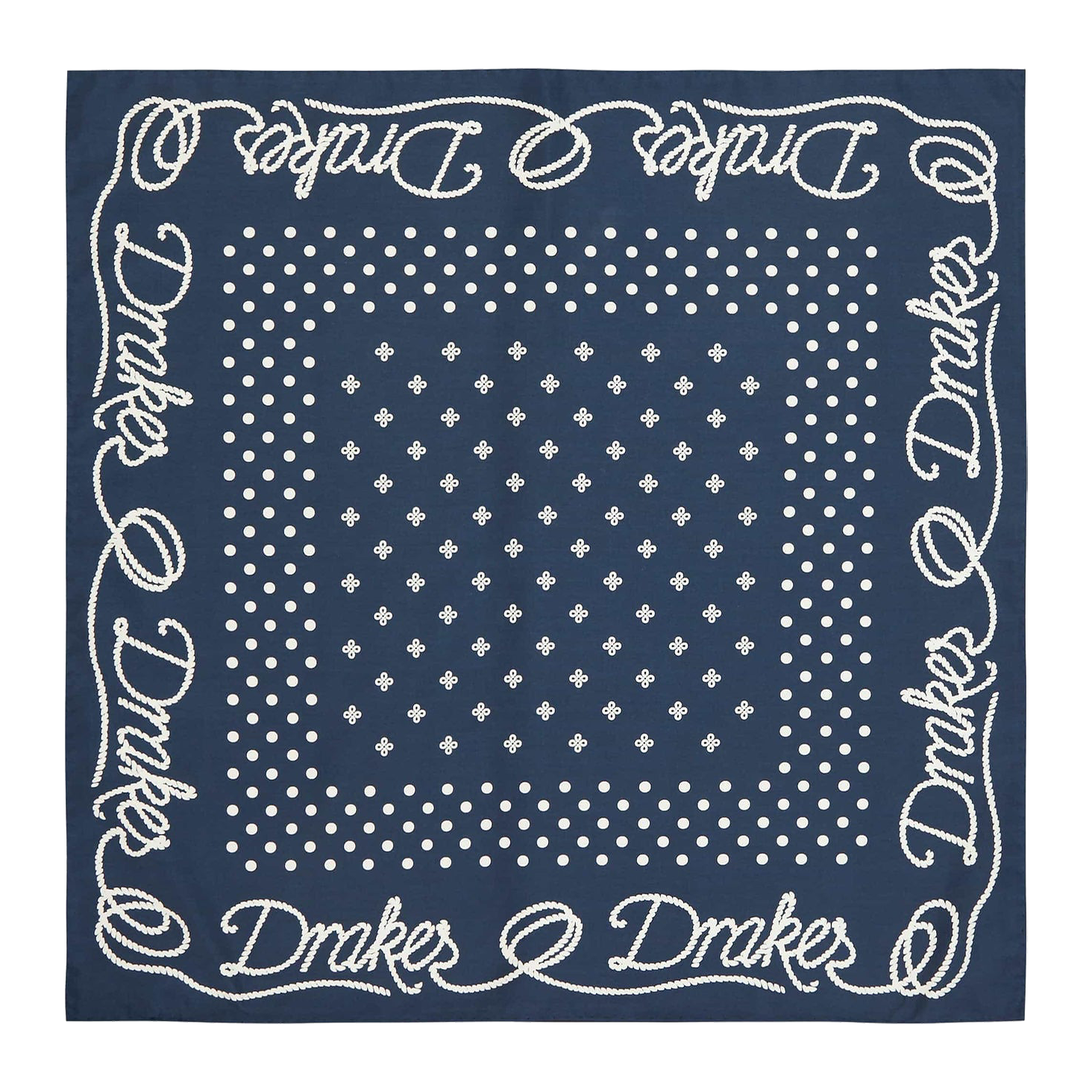 Rope Border Bandana - Navy / Ecru