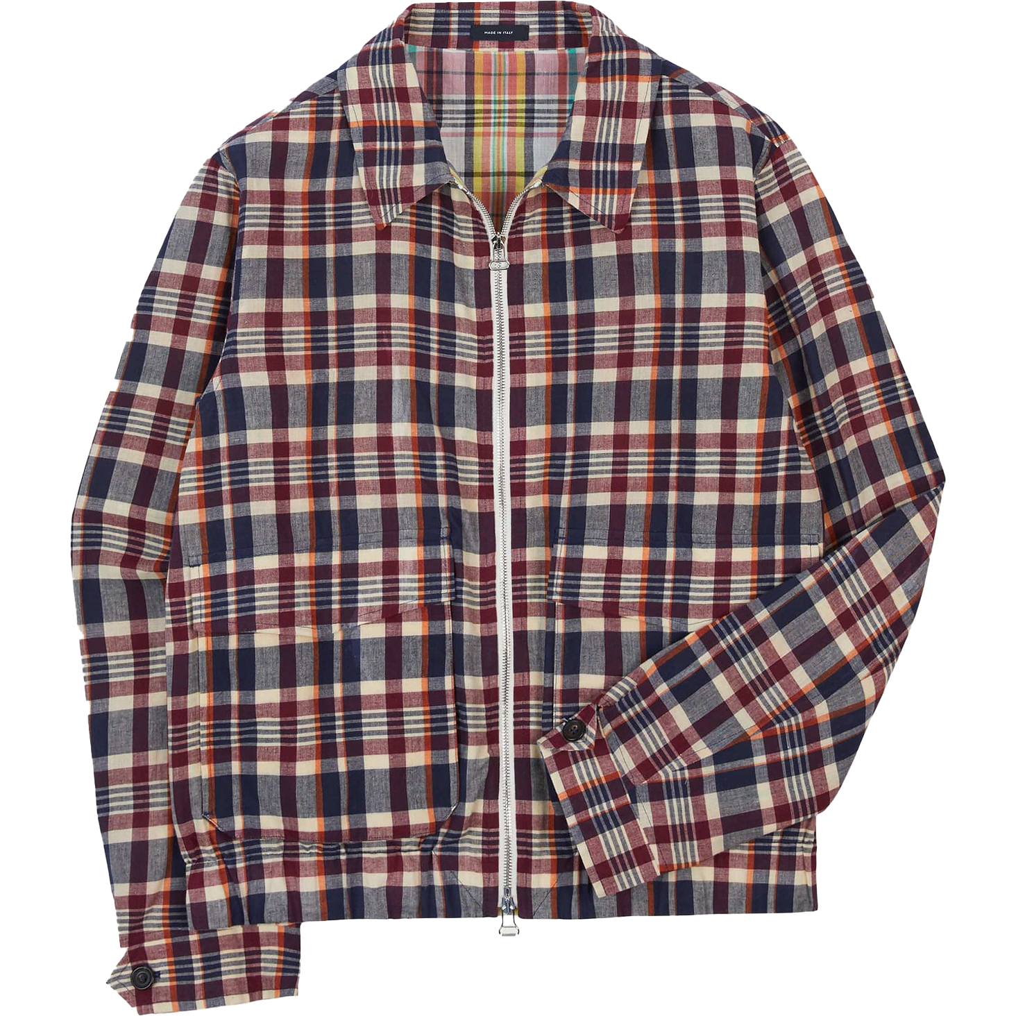 Waxed Madras Tennis Blouson - Ecru / Navy / Rust