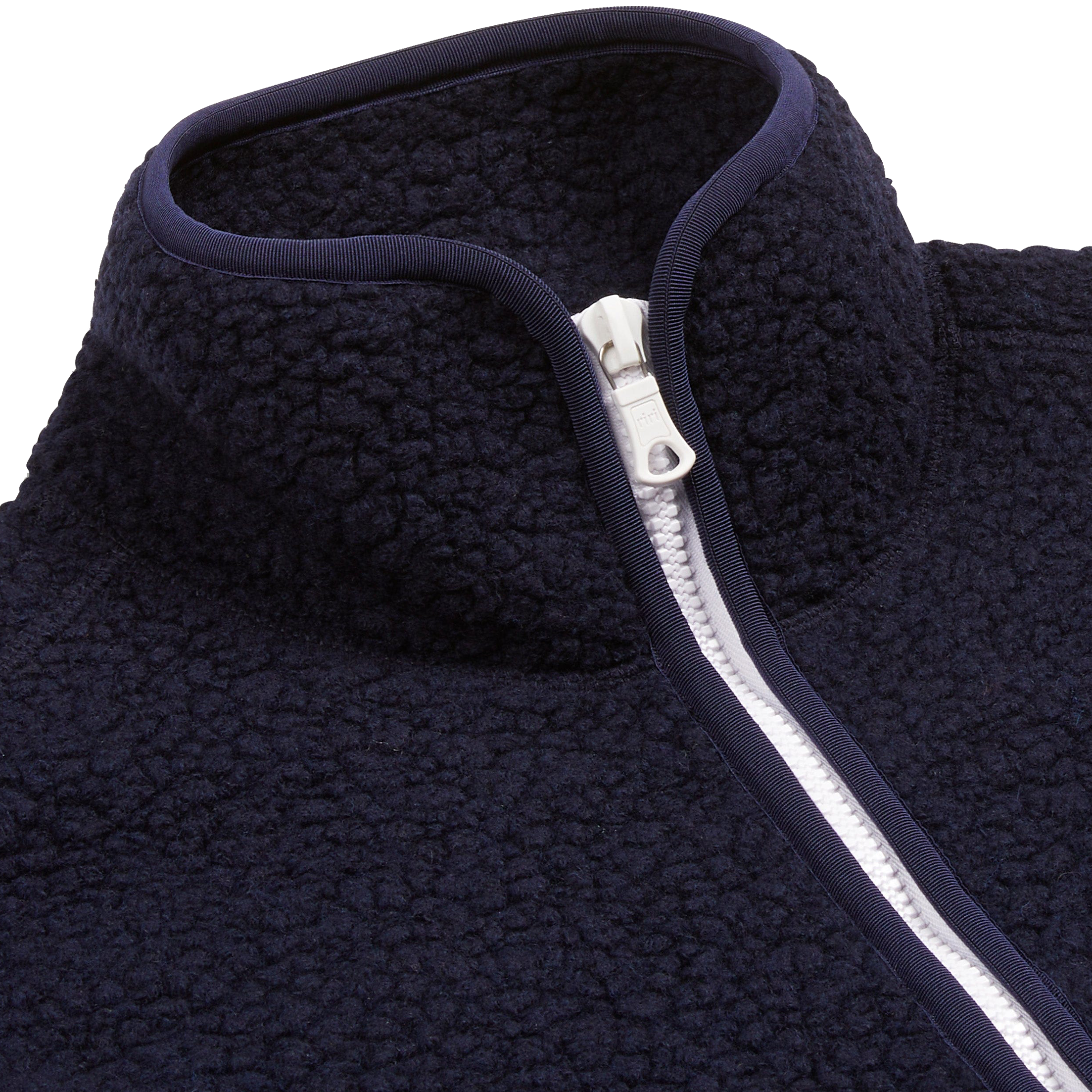 Boucle Wool Zip Fleece Jacket - Navy