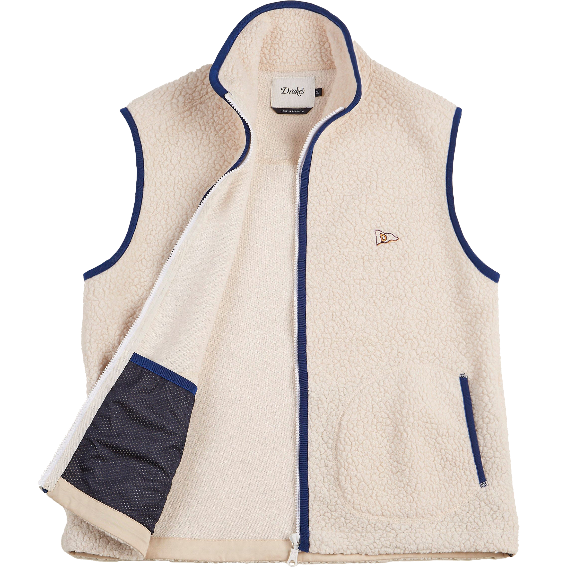 Boucle Wool Zip Fleece Vest - Ecru