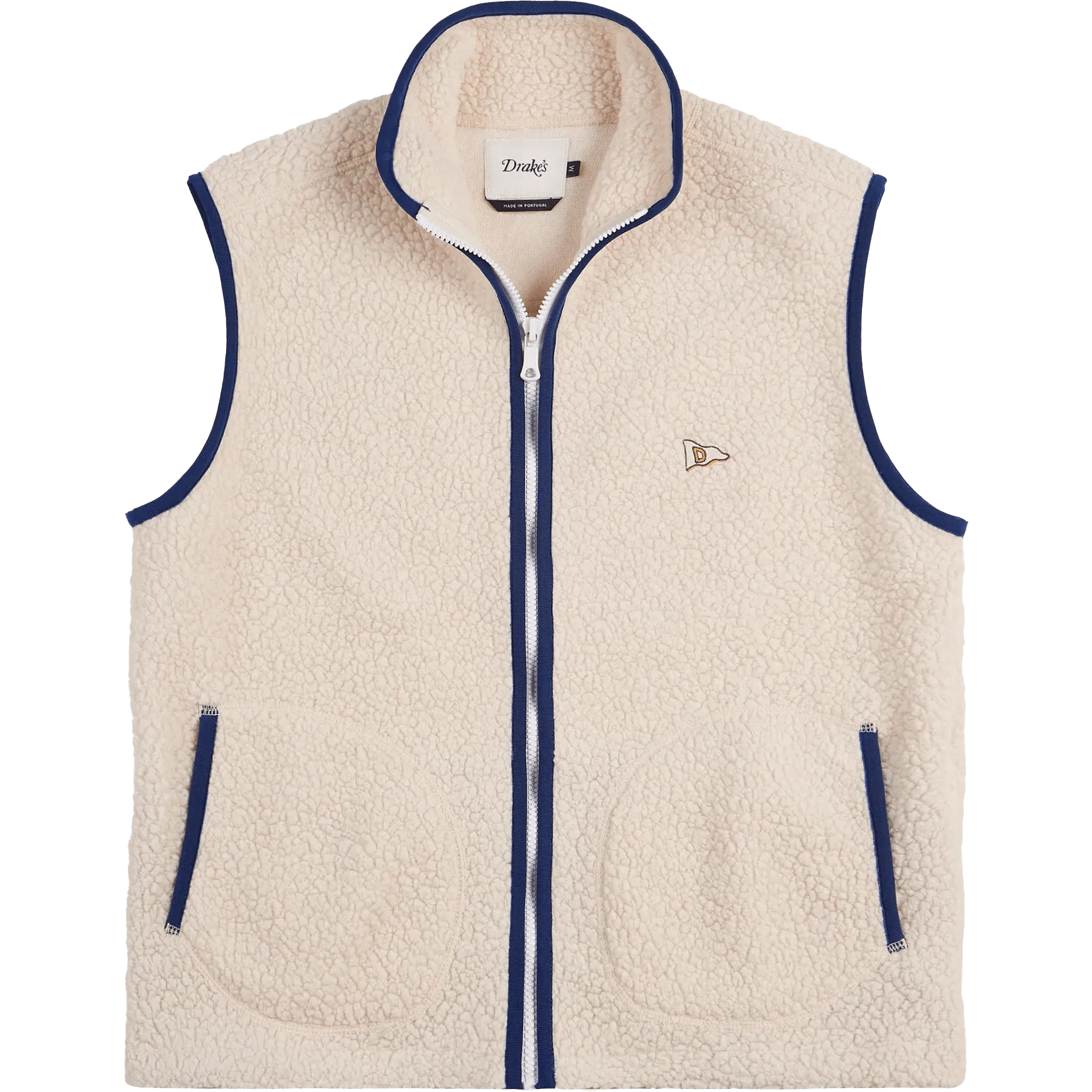 Boucle Wool Zip Fleece Vest - Ecru