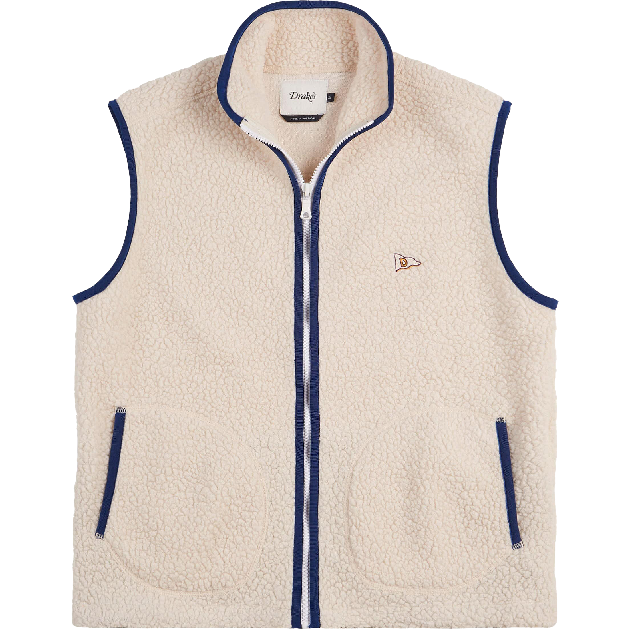 Boucle Wool Zip Fleece Vest - Ecru